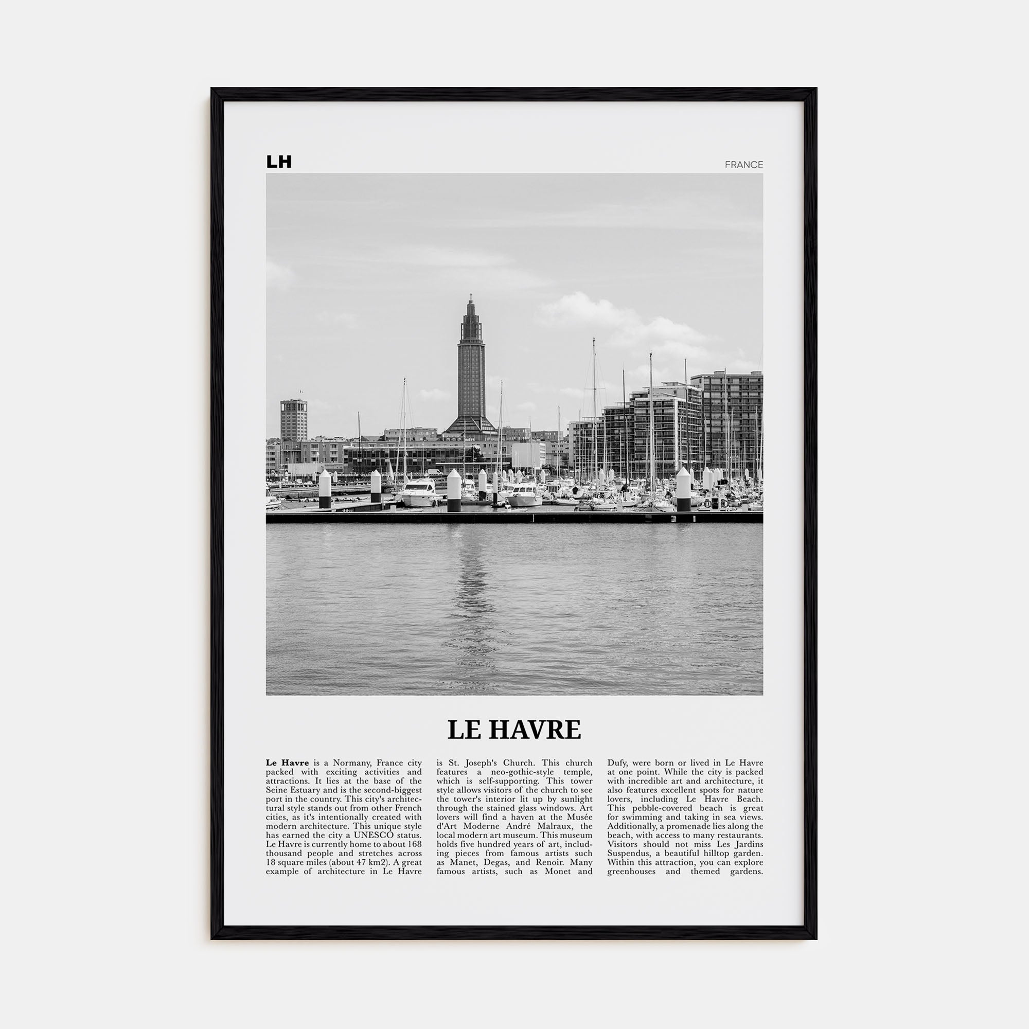 Le Havre Travel B&W Poster