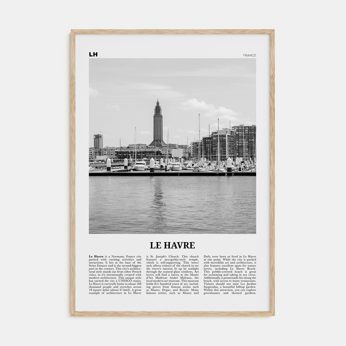Le Havre Travel B&W Poster