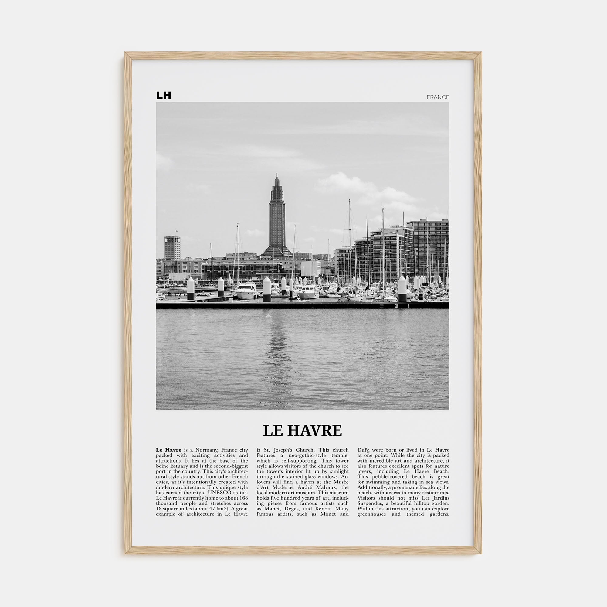 Le Havre Travel B&W Poster