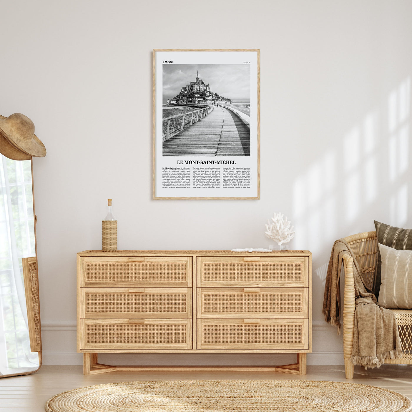 Le Mont-Saint-Michel Travel B&W Poster