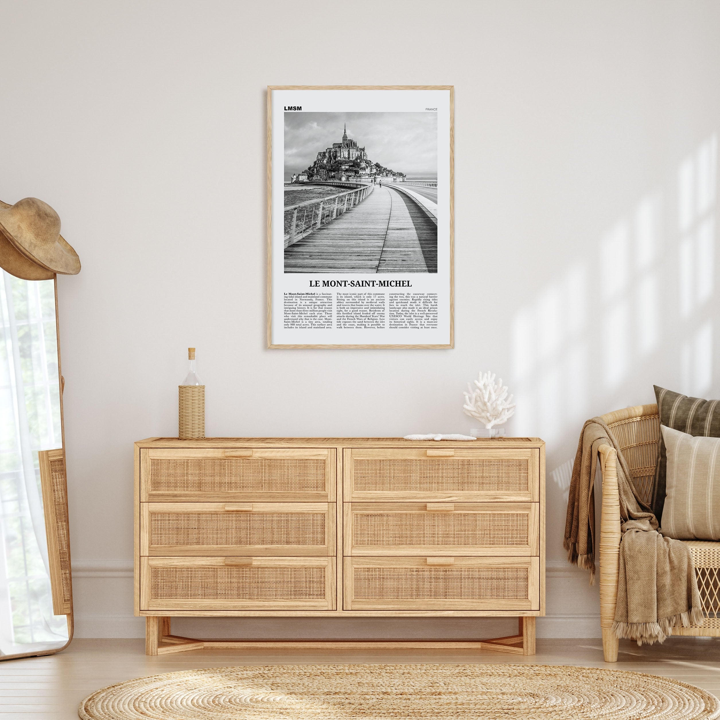 Le Mont-Saint-Michel Travel B&W Poster