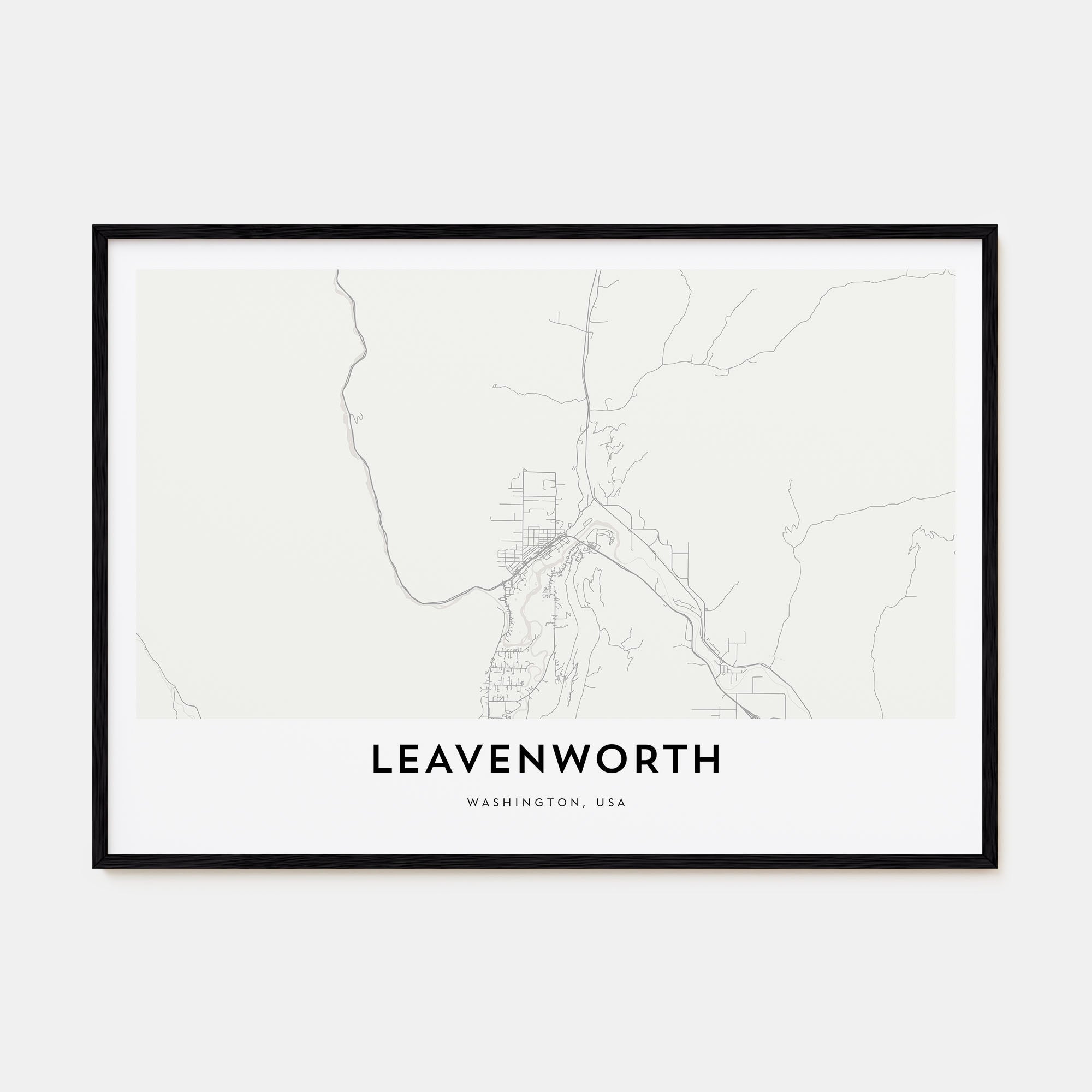 Leavenworth Map Landscape Poster