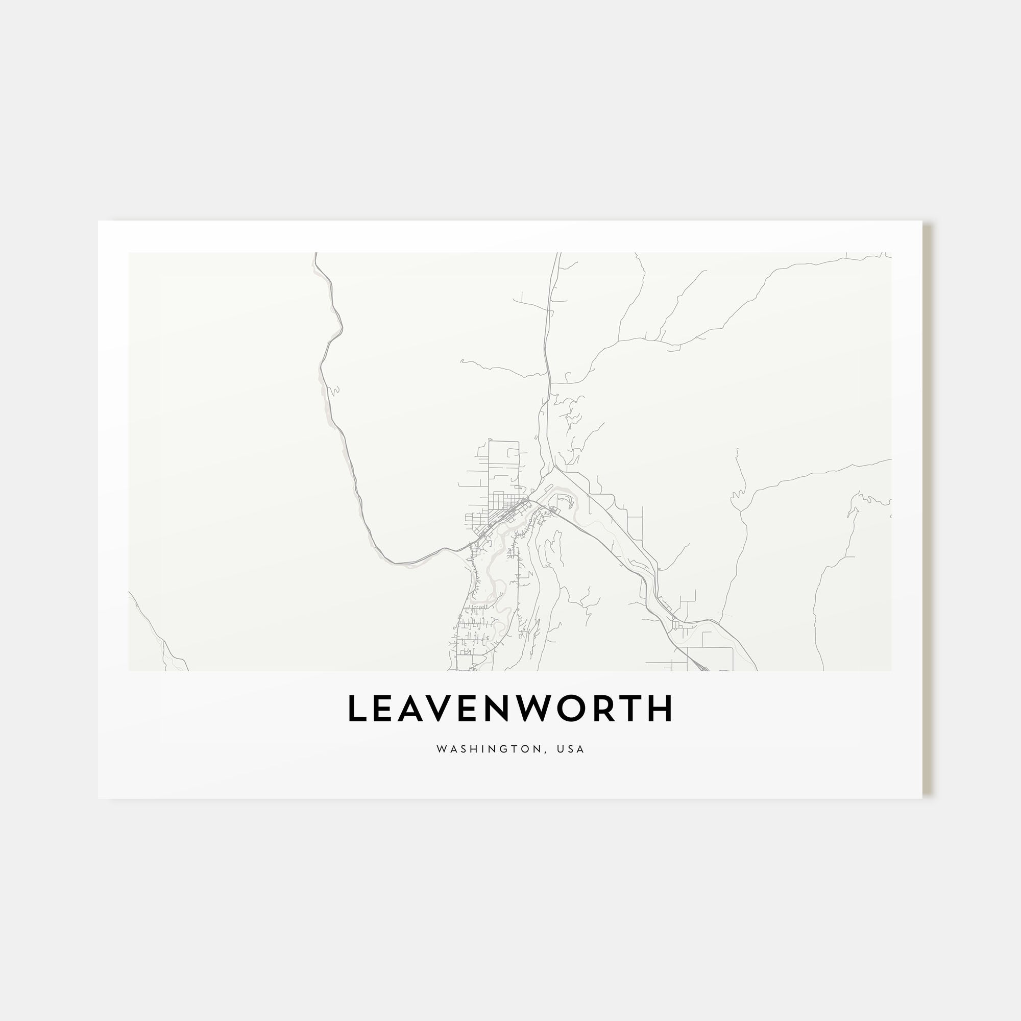 Leavenworth Map Landscape Poster