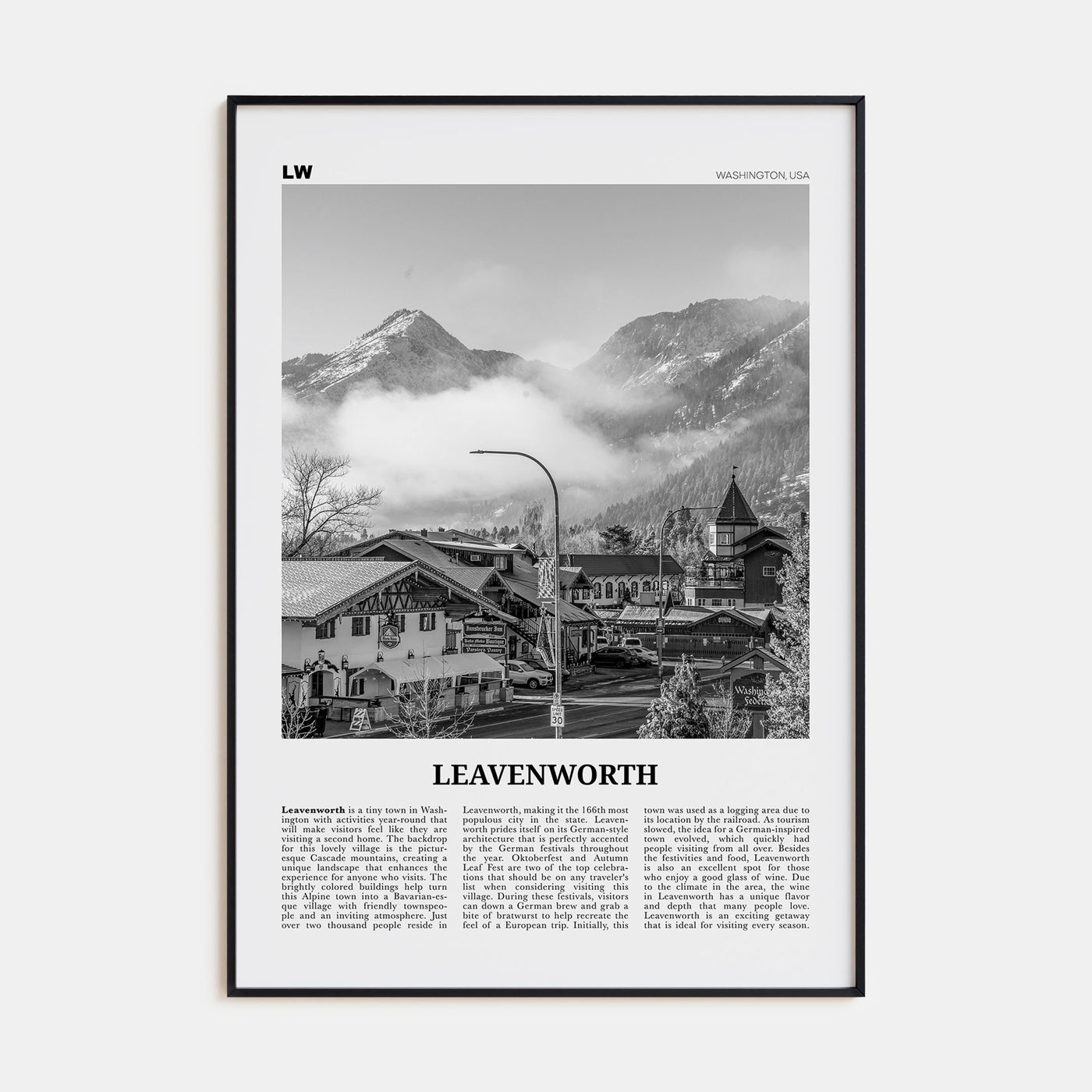 Leavenworth Travel B&W Poster