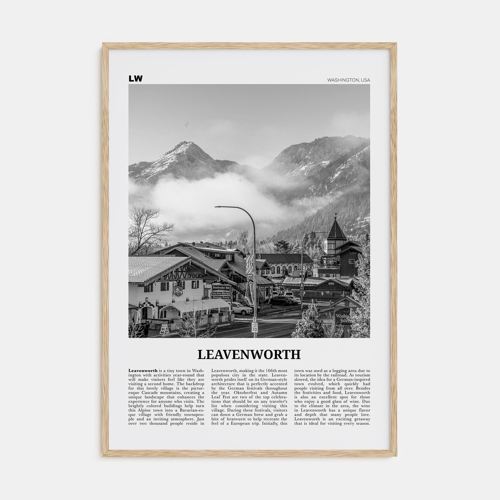 Leavenworth Travel B&W Poster
