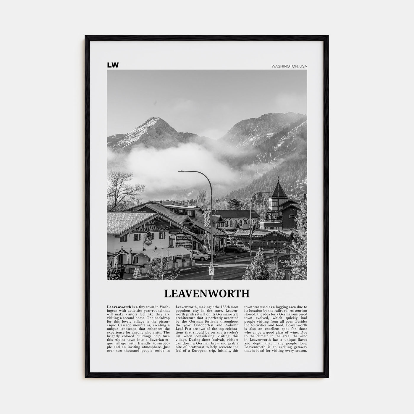 Leavenworth Travel B&W Poster