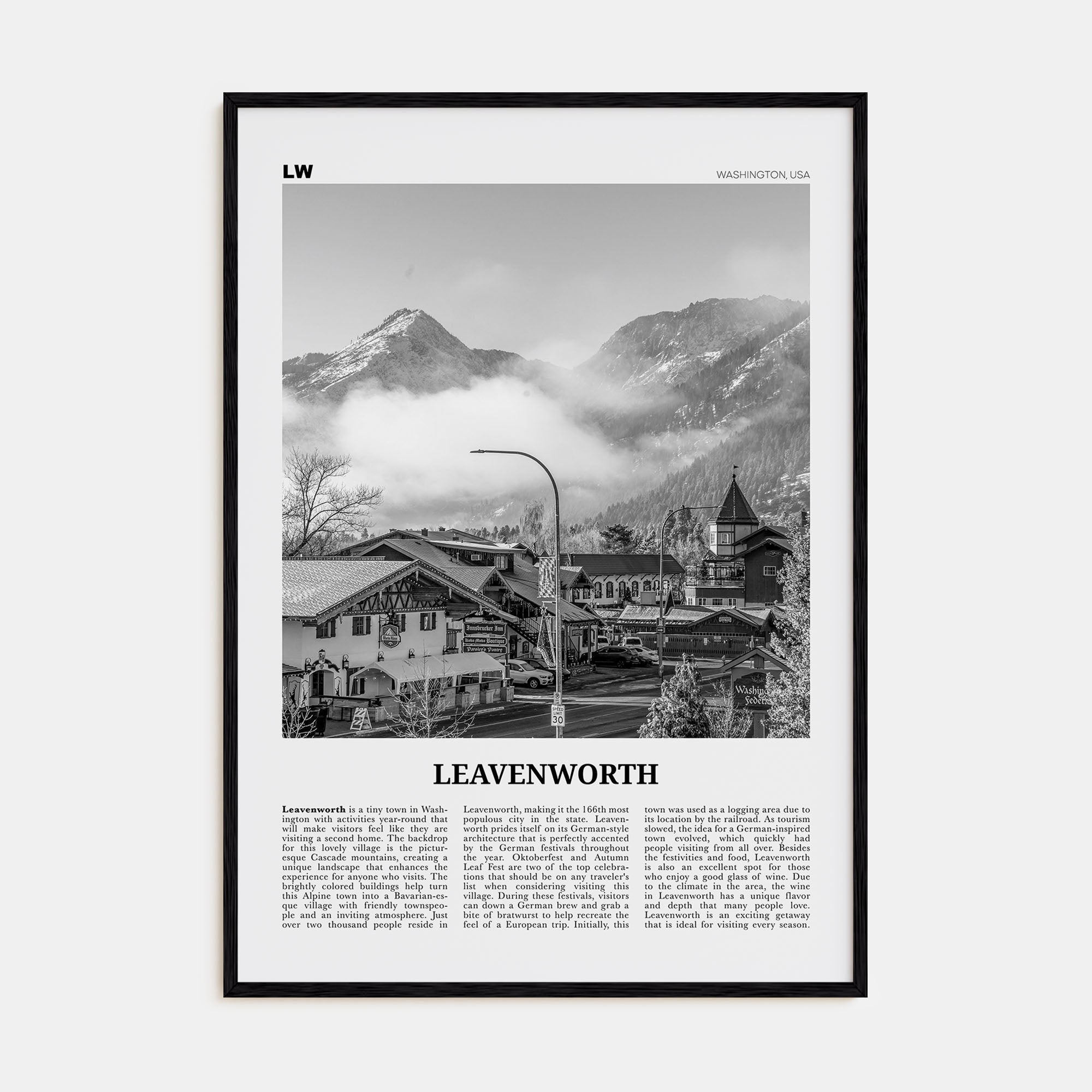 Leavenworth Travel B&W Poster
