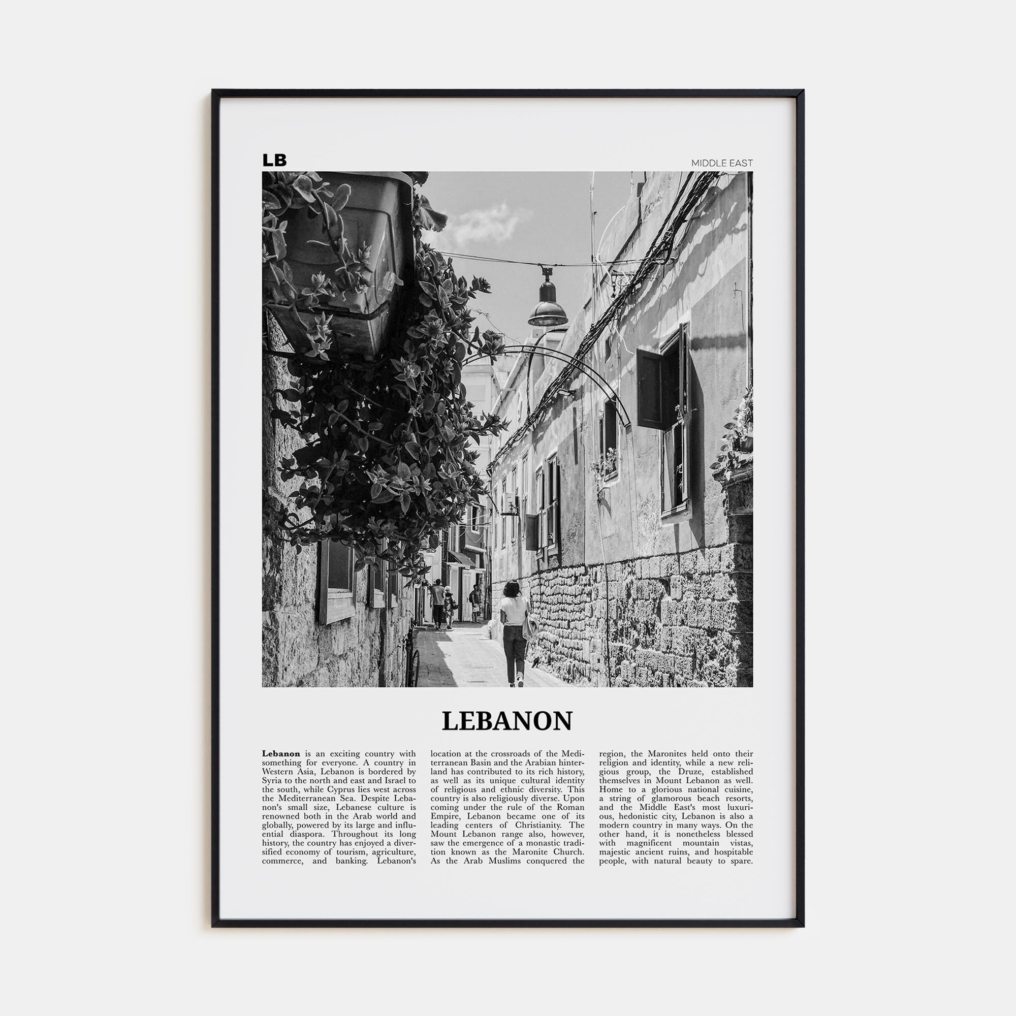 Lebanon Travel B&W No 2 Poster