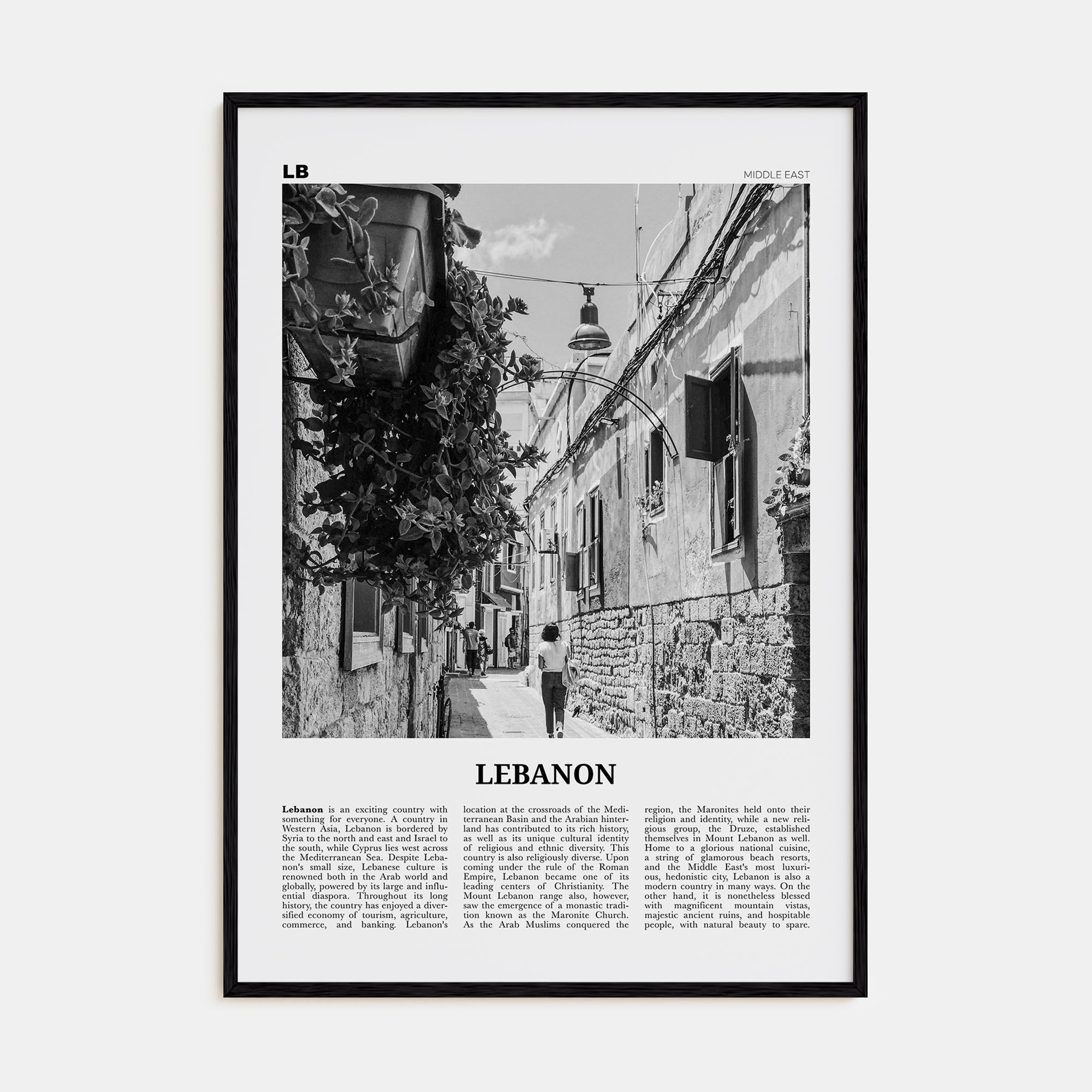 Lebanon Travel B&W No 2 Poster