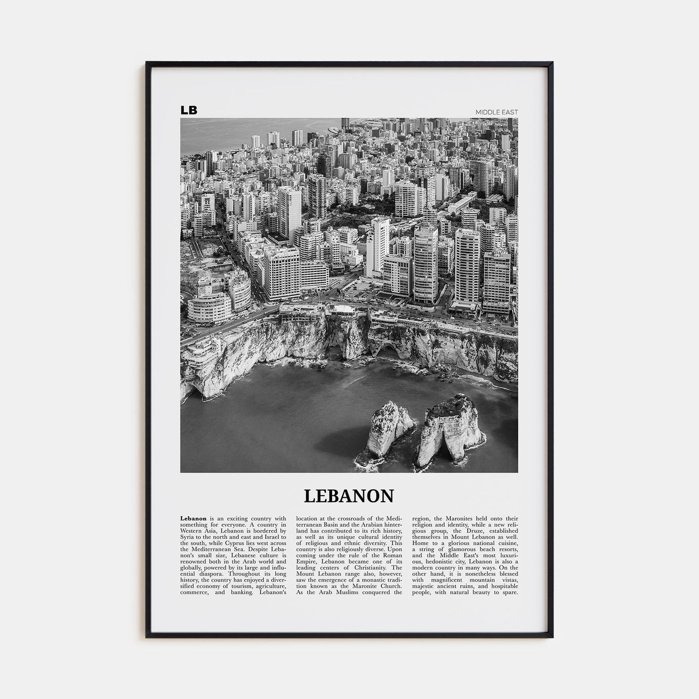 Lebanon Travel B&W No 3 Poster