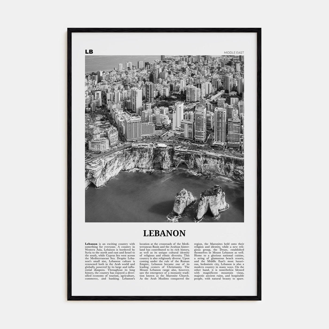 Lebanon Travel B&W No 3 Poster