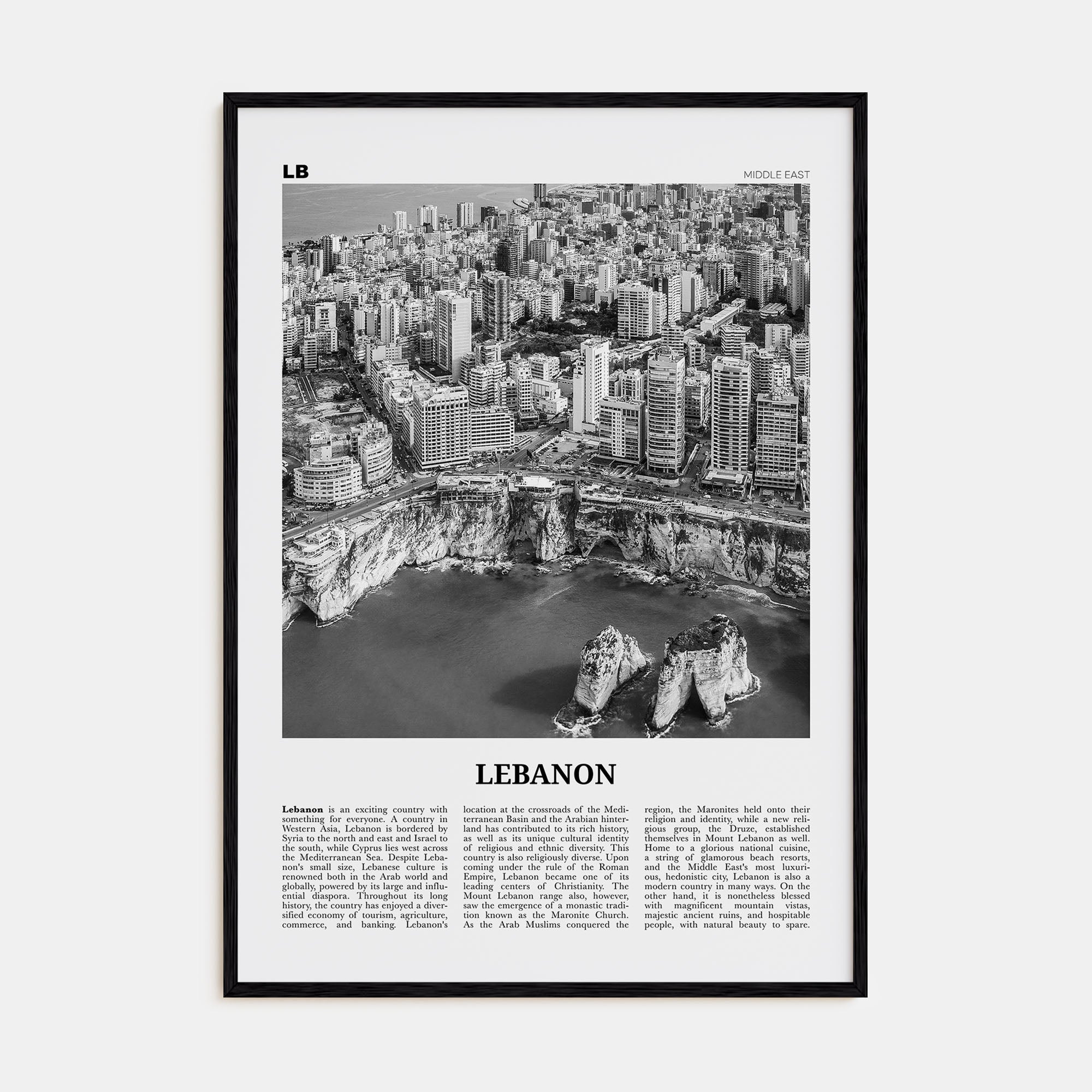 Lebanon Travel B&W No 3 Poster