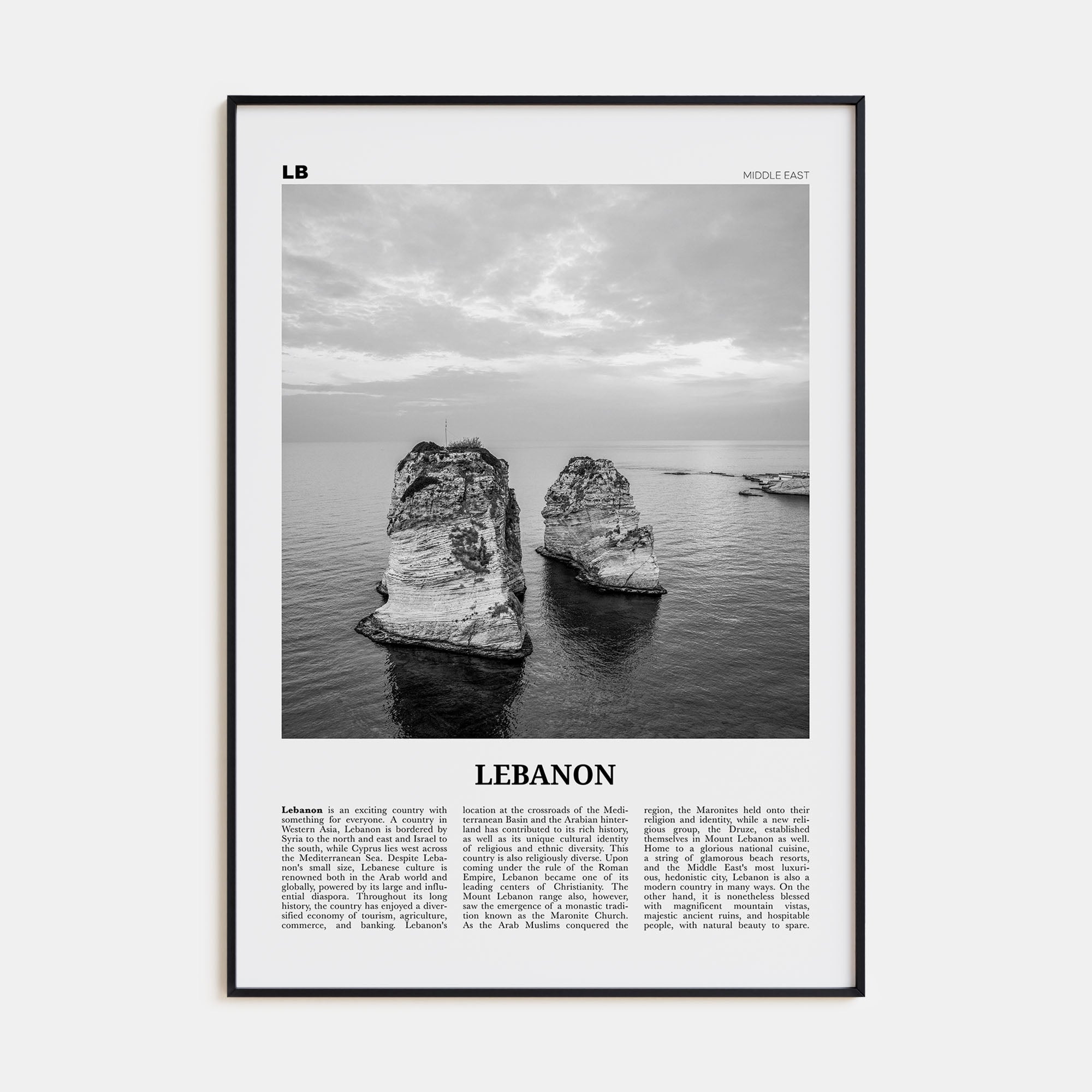 Lebanon Travel B&W No 4 Poster