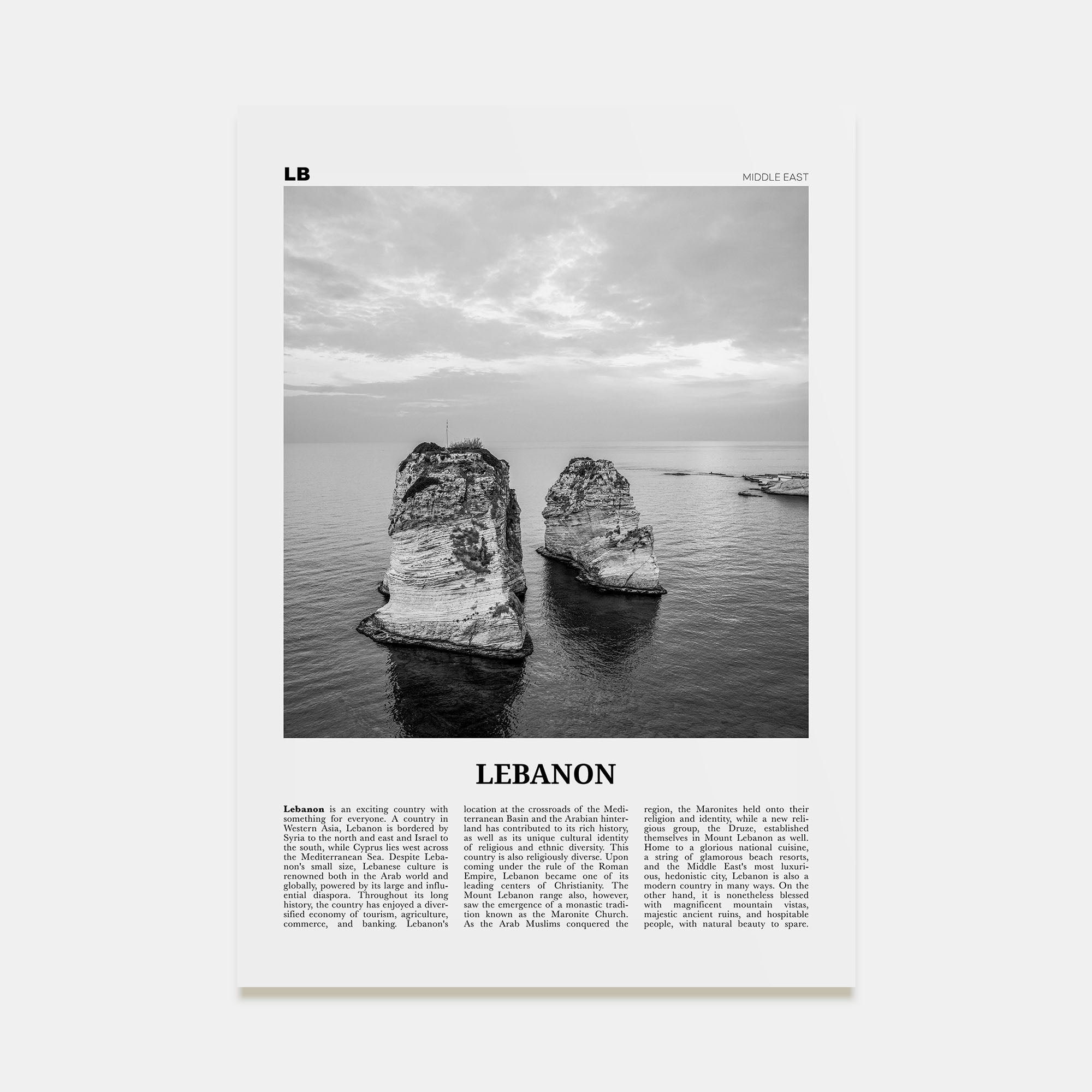 Lebanon Travel B&W No 4 Poster