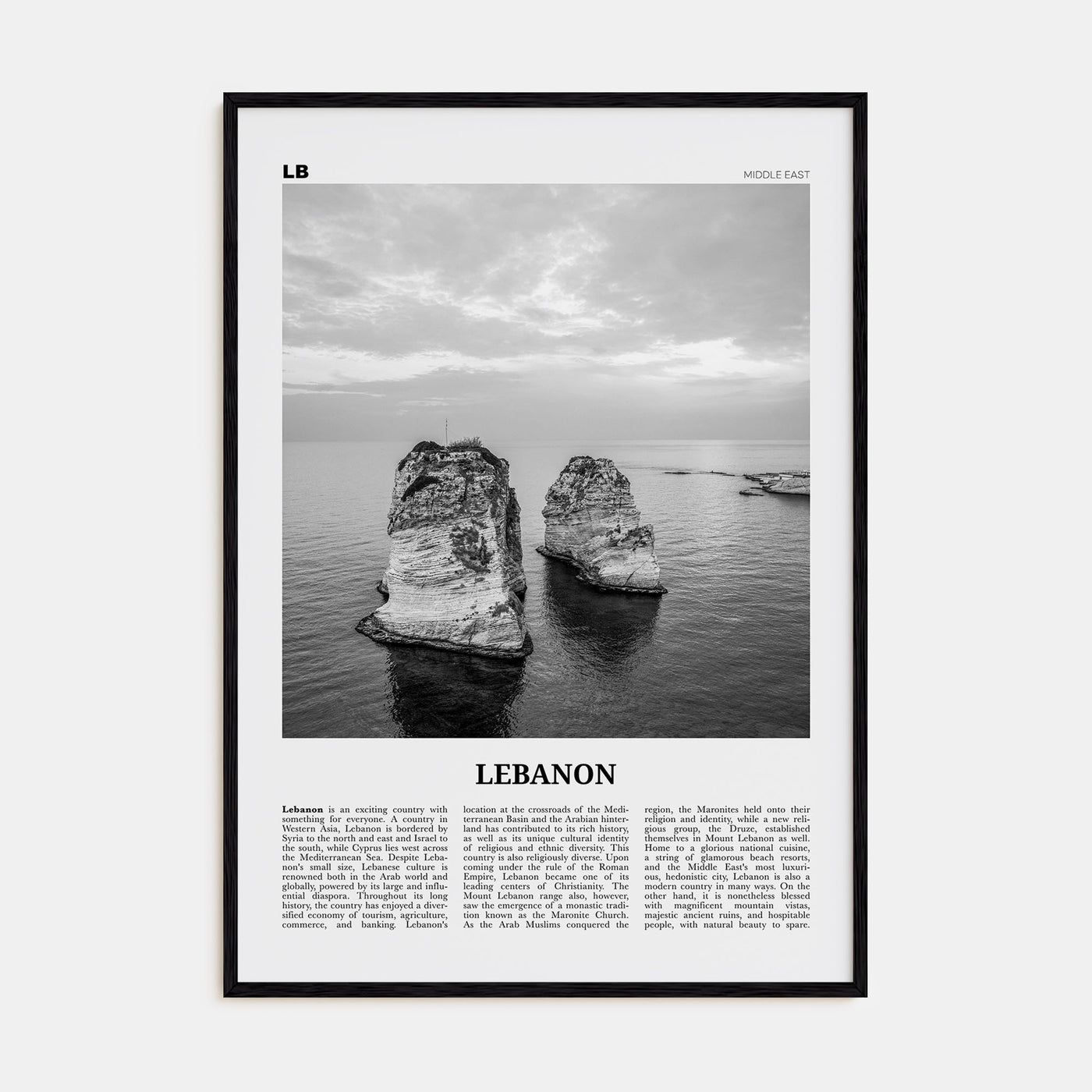 Lebanon Travel B&W No 4 Poster