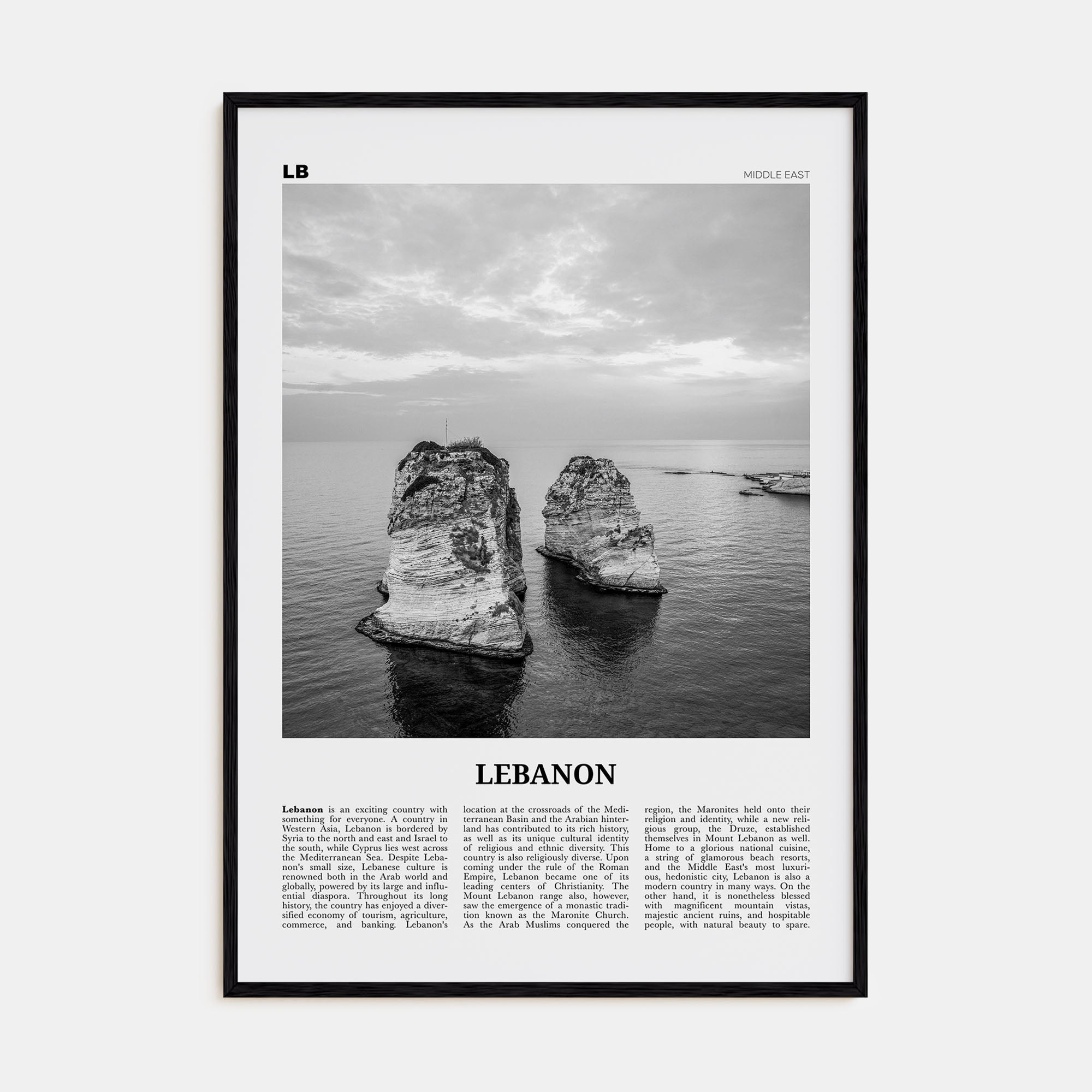 Lebanon Travel B&W No 4 Poster
