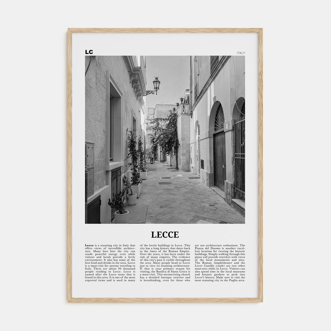 Lecce Travel B&W Poster