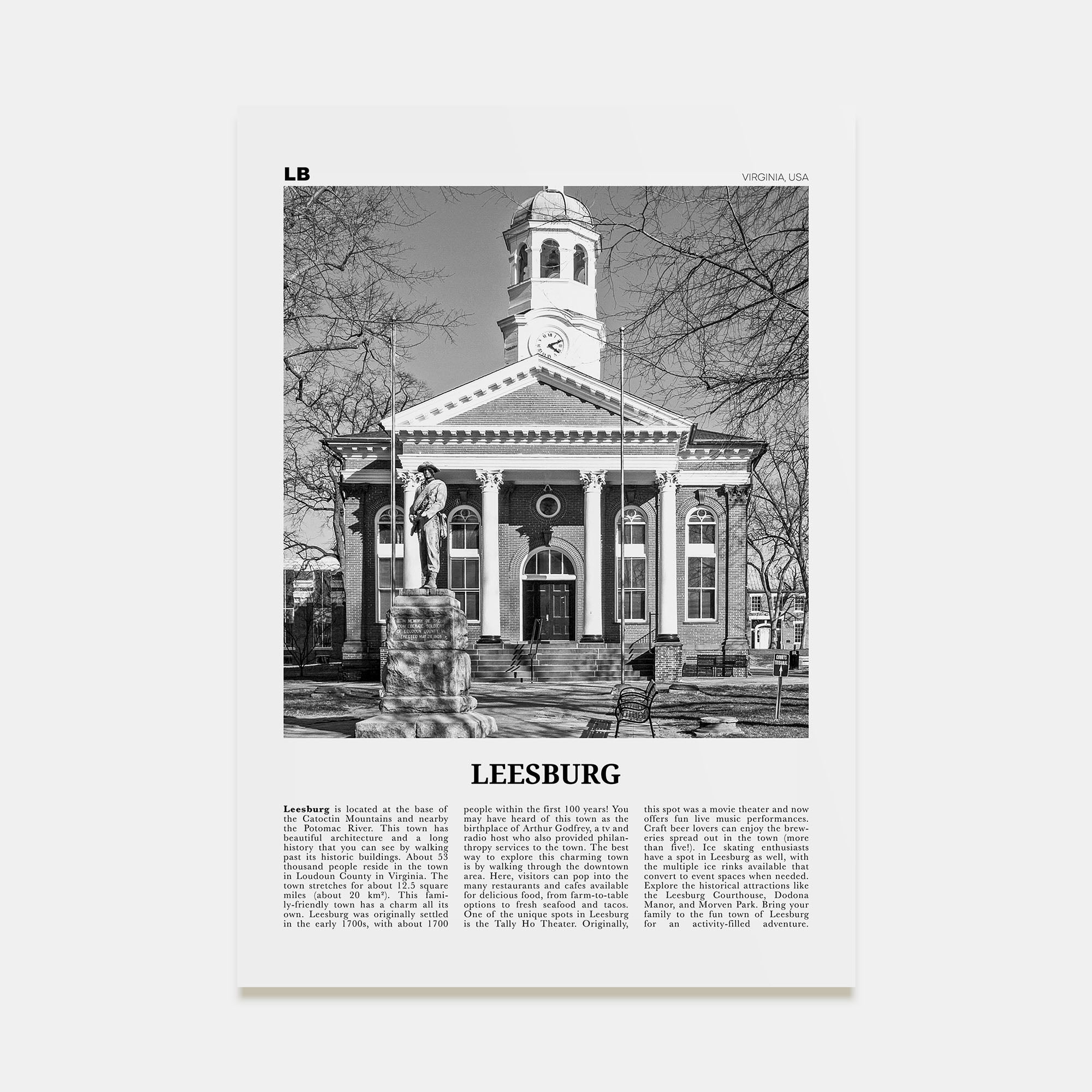 Leesburg Travel B&W Poster