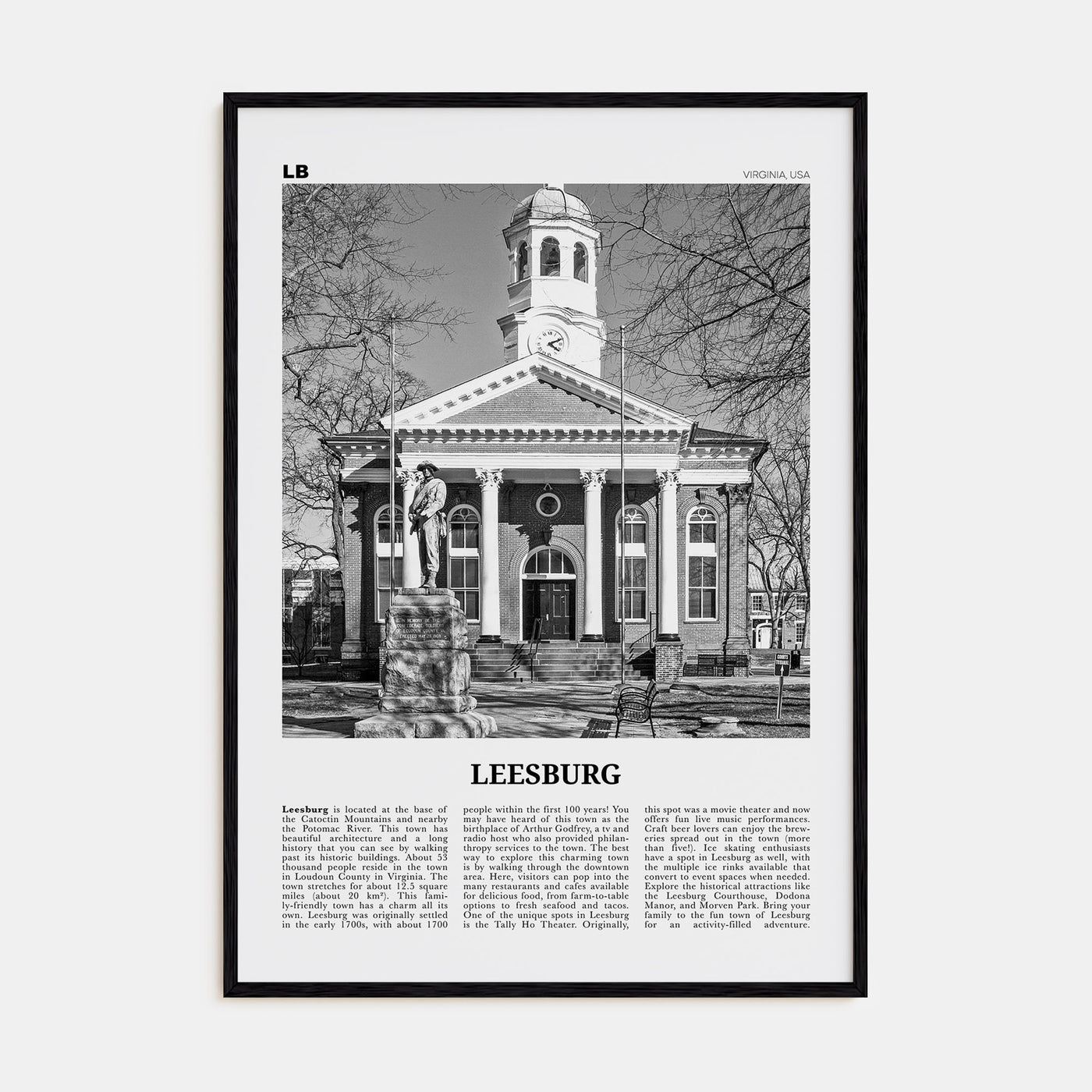 Leesburg Travel B&W Poster