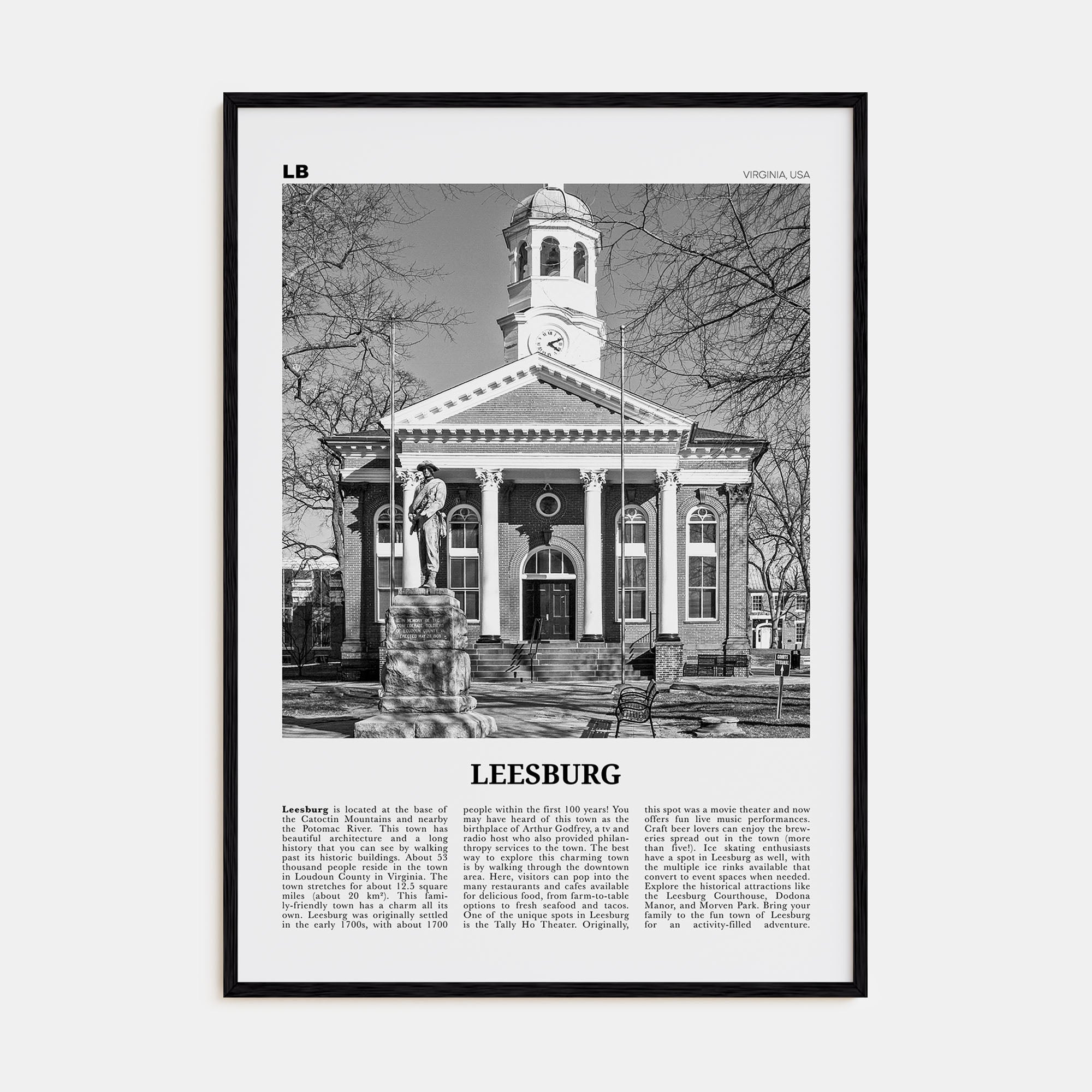 Leesburg Travel B&W Poster