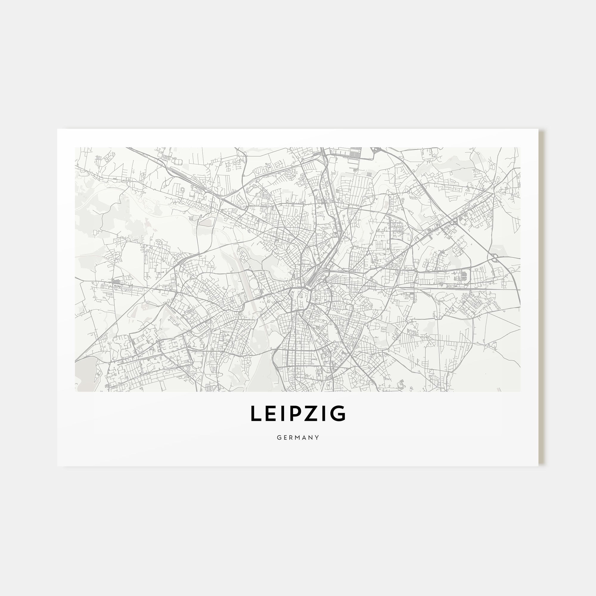 Leipzig Map Landscape Poster