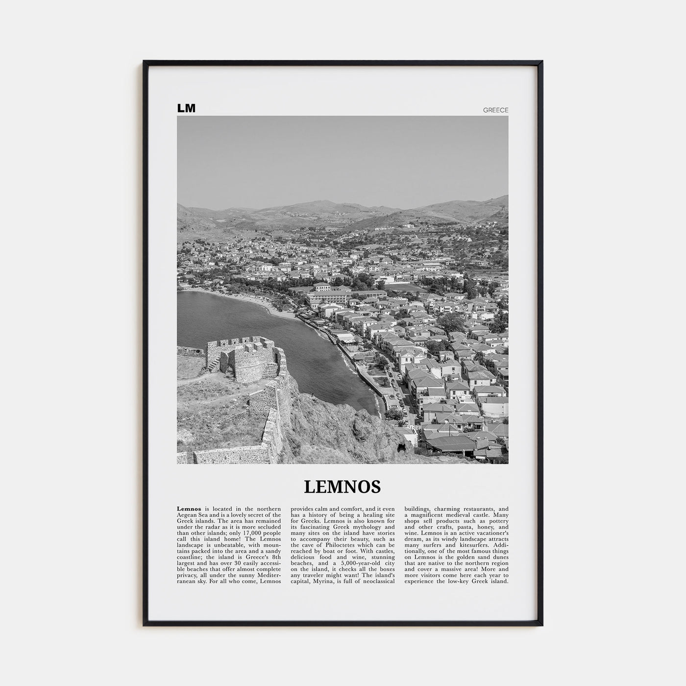 Lemnos Travel B&W Poster