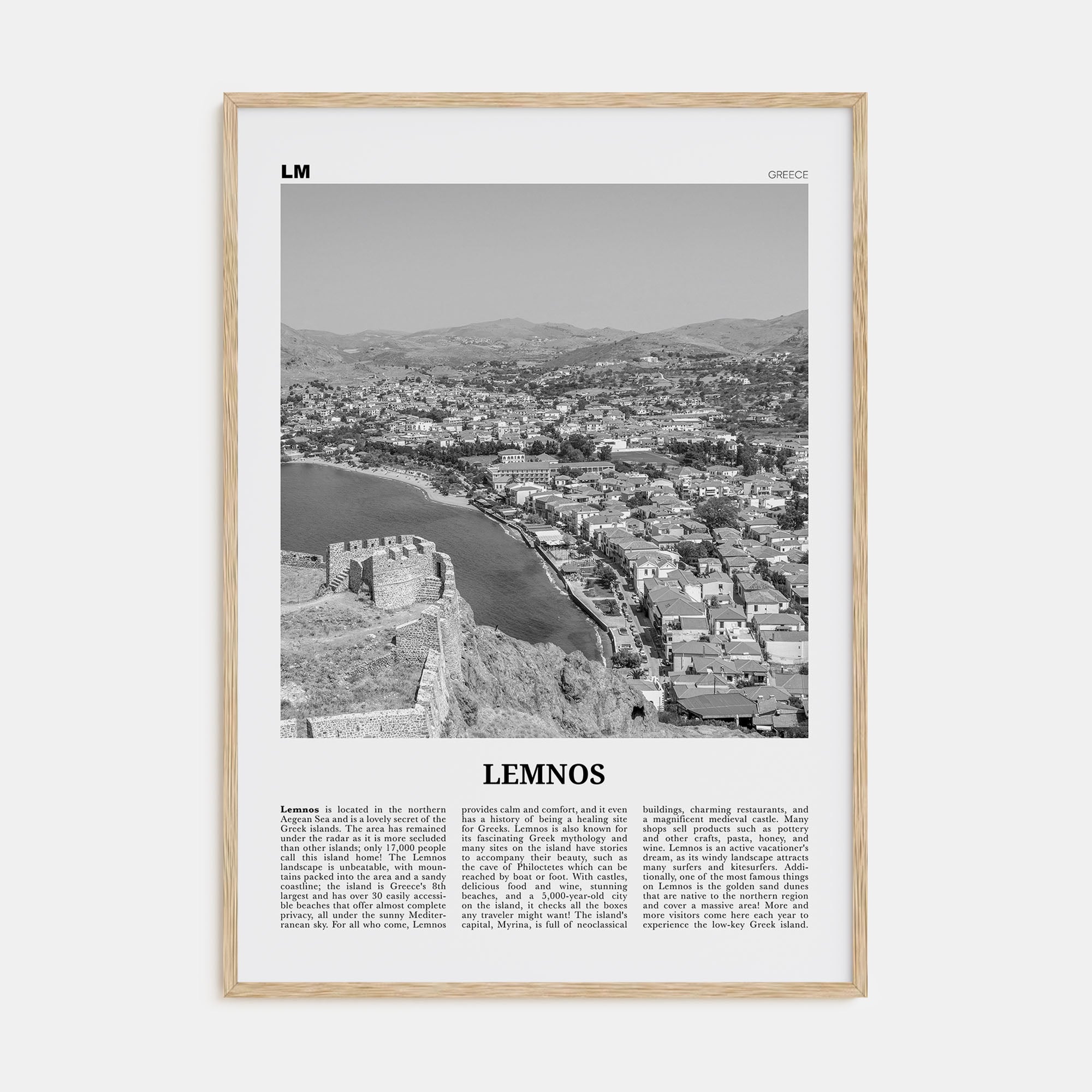 Lemnos Travel B&W Poster