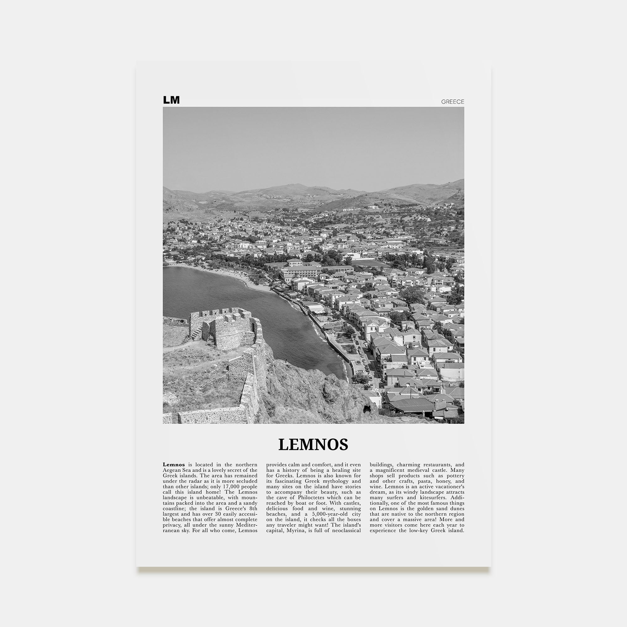 Lemnos Travel B&W Poster