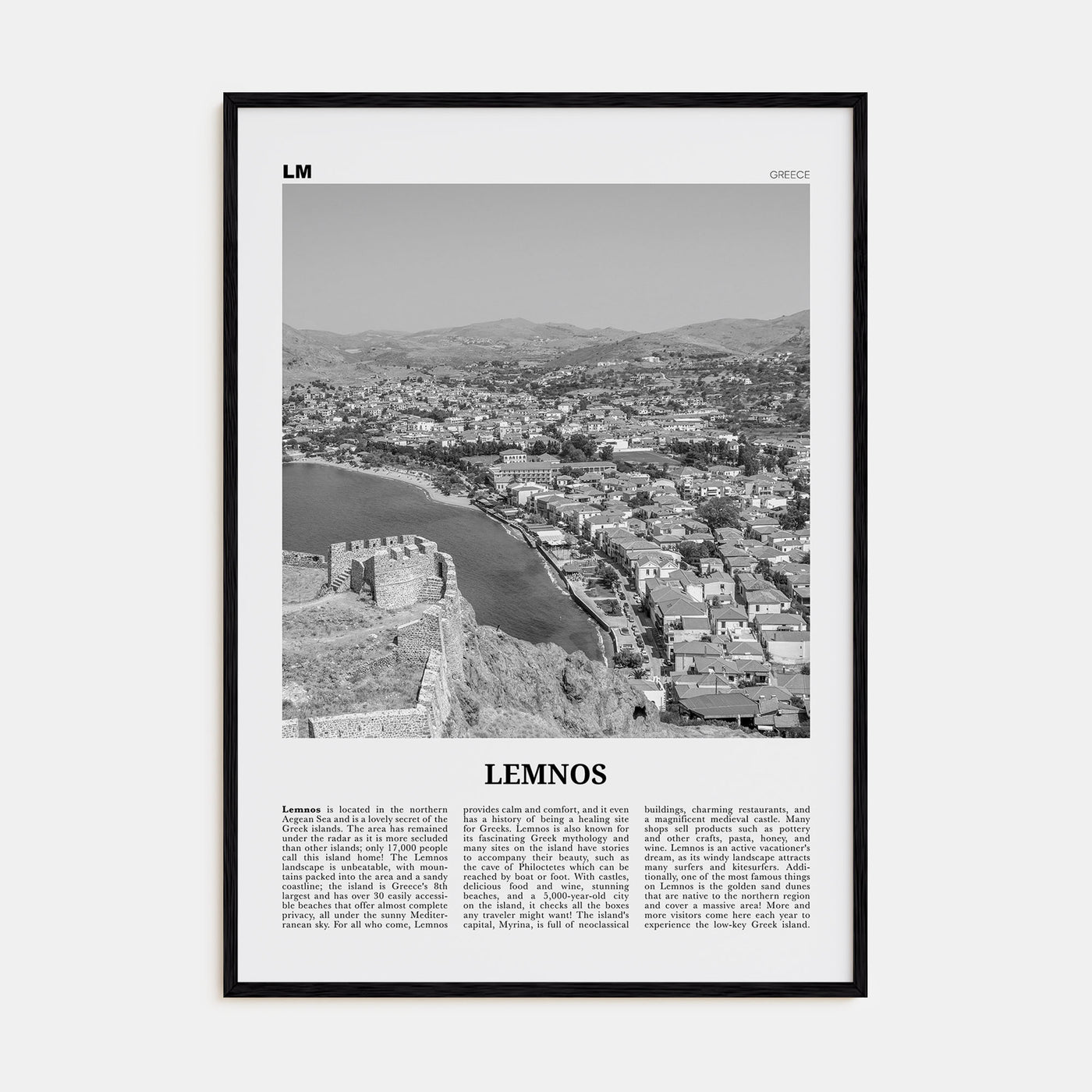 Lemnos Travel B&W Poster