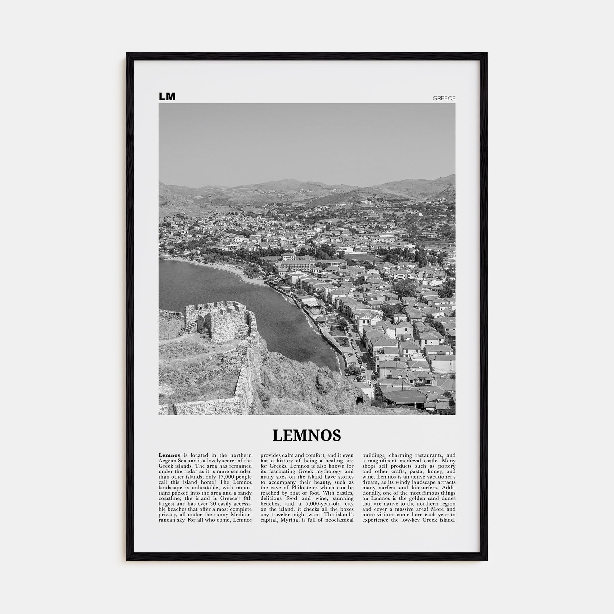 Lemnos Travel B&W Poster
