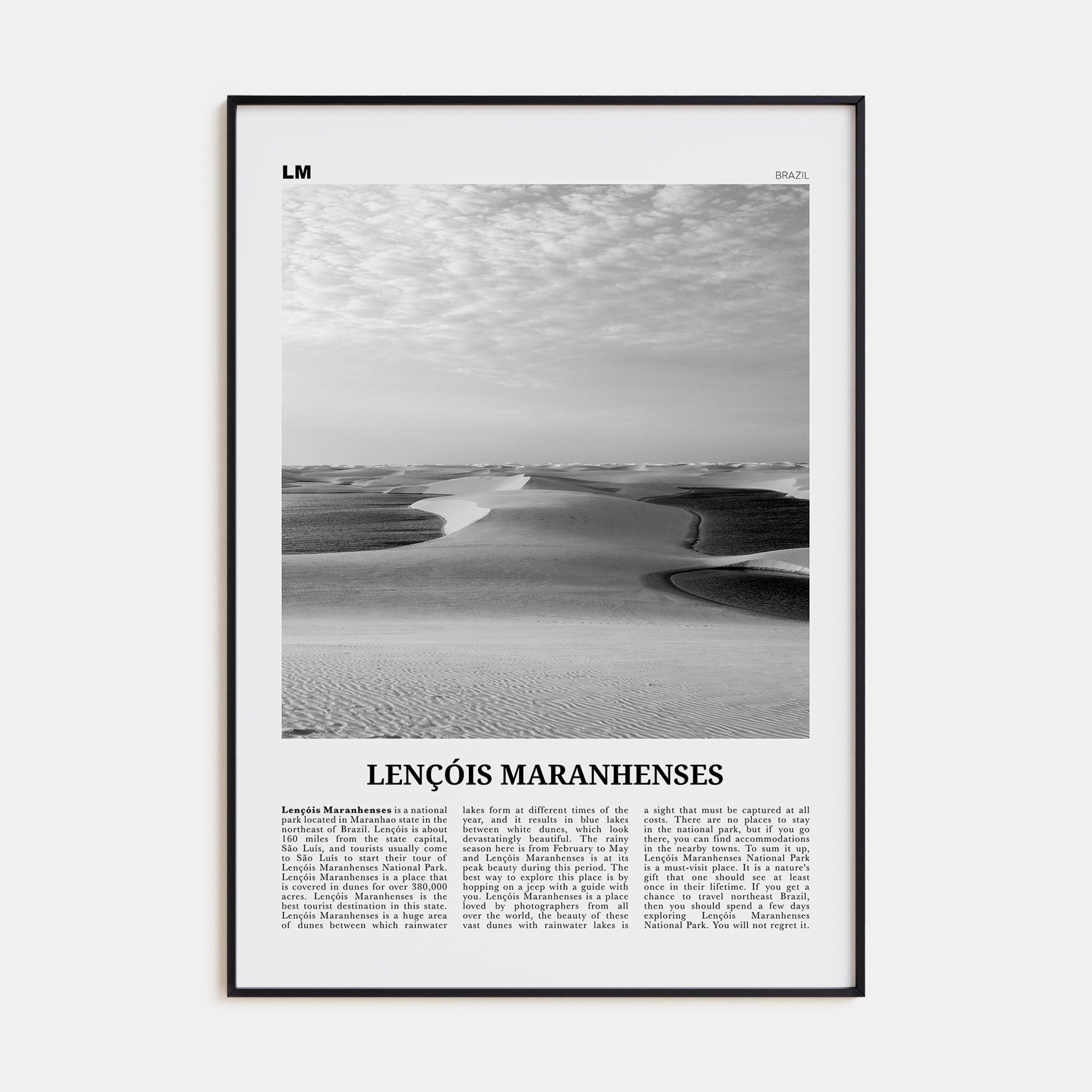 Lençóis Maranhenses Travel B&W Poster