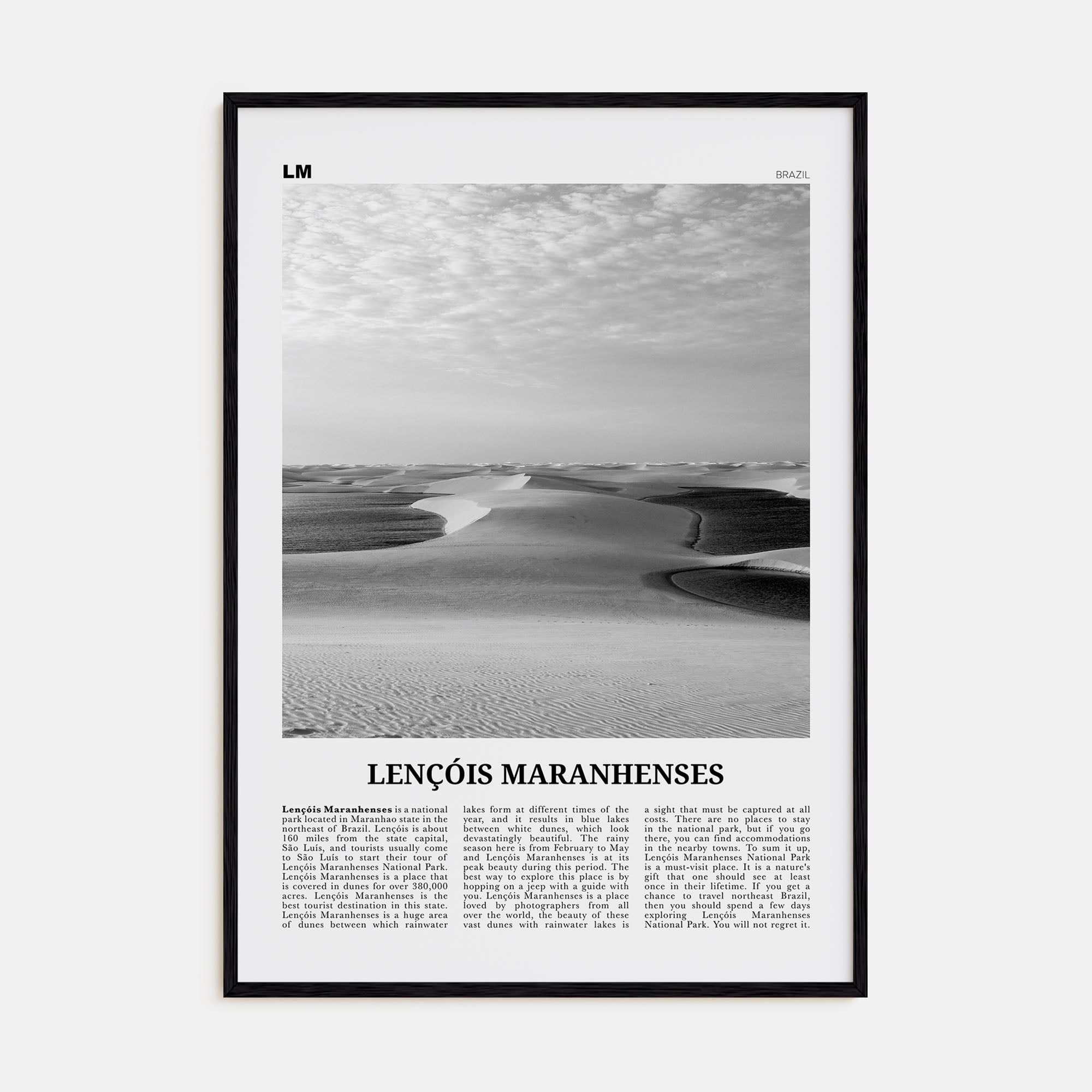 Lençóis Maranhenses Travel B&W Poster