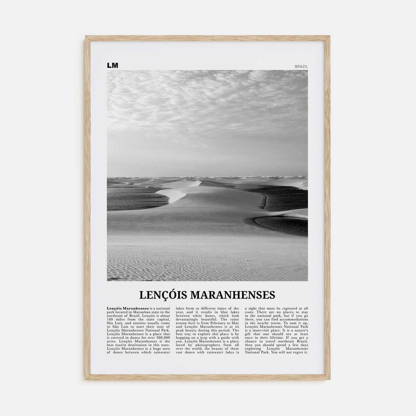 Lençóis Maranhenses Travel B&W Poster