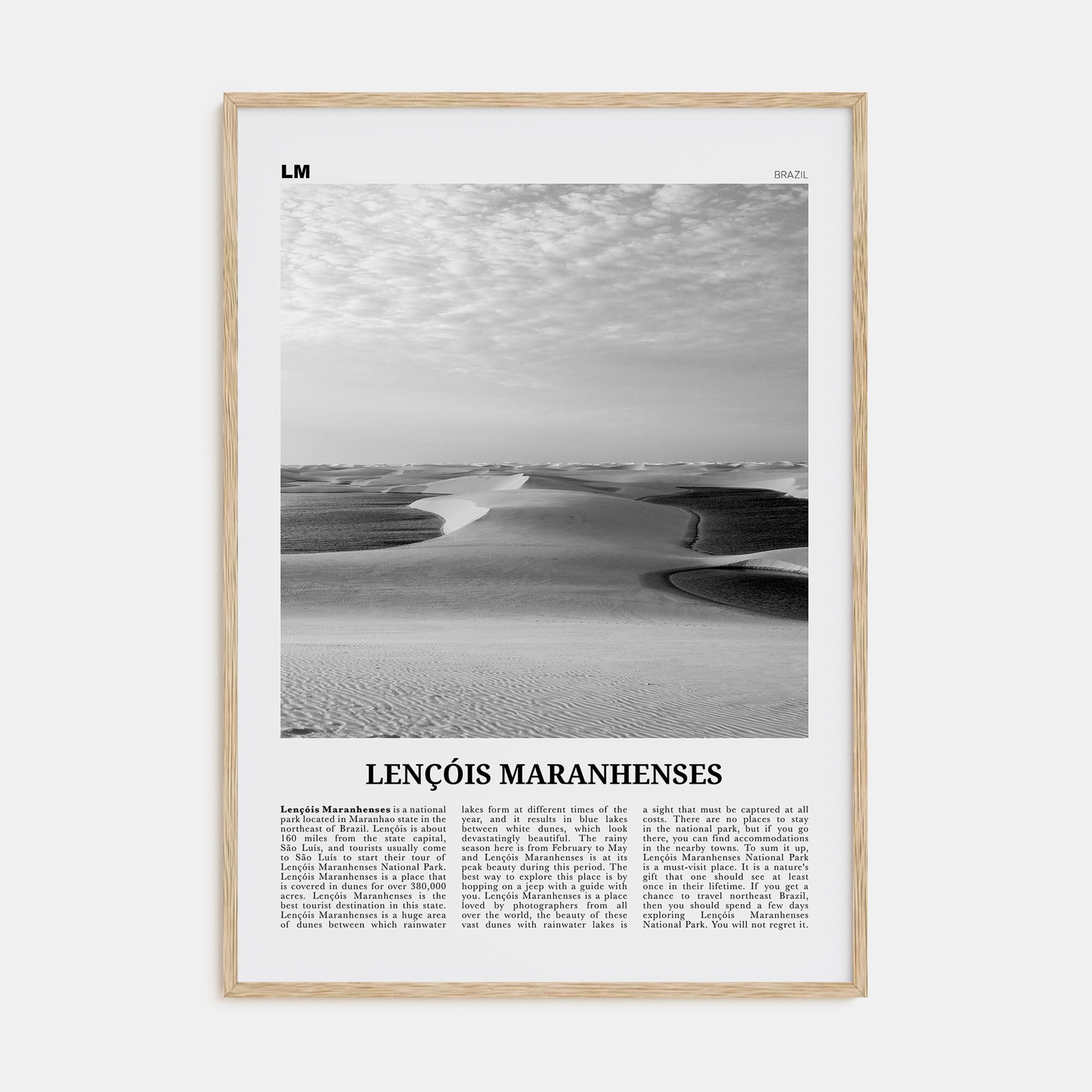 Lençóis Maranhenses Travel B&W Poster