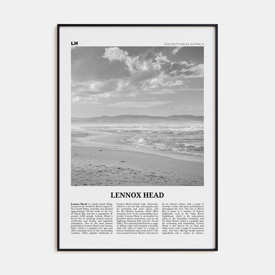 Lennox Head Travel B&W Poster