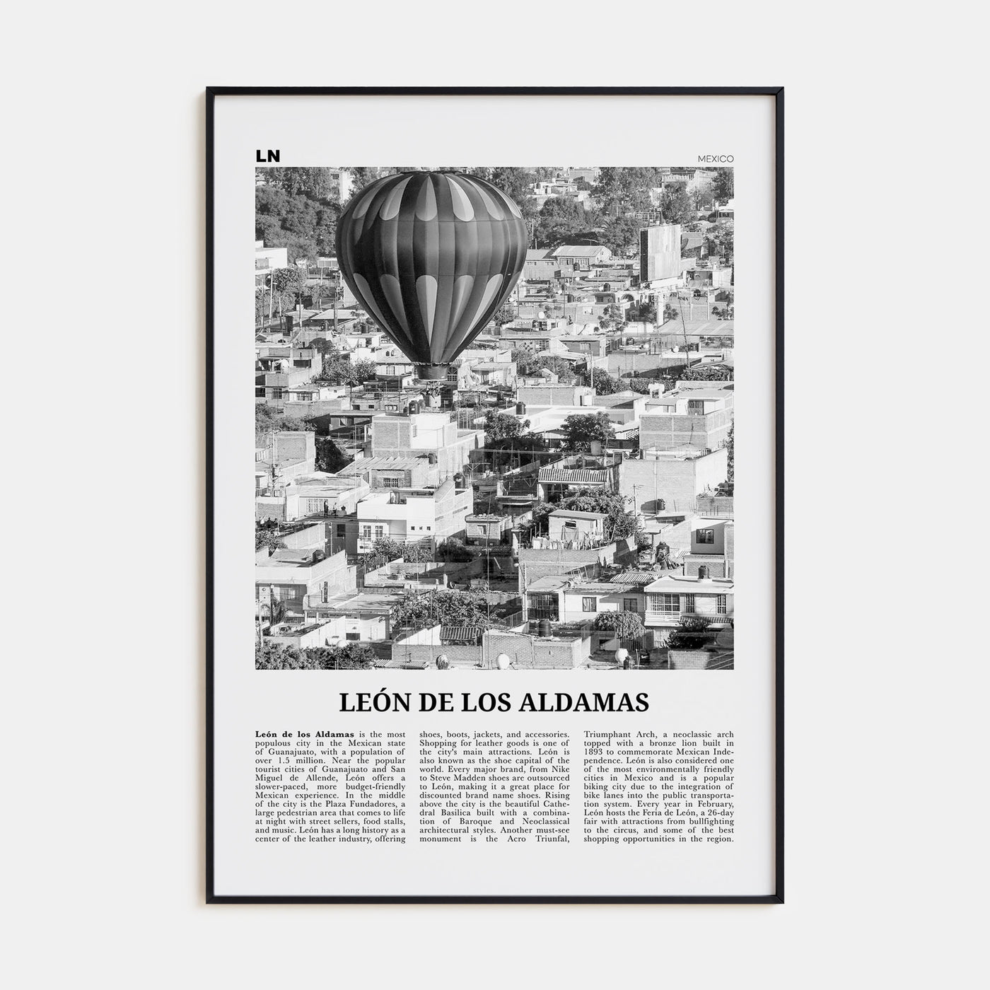 León de los Aldamas Travel B&W Poster