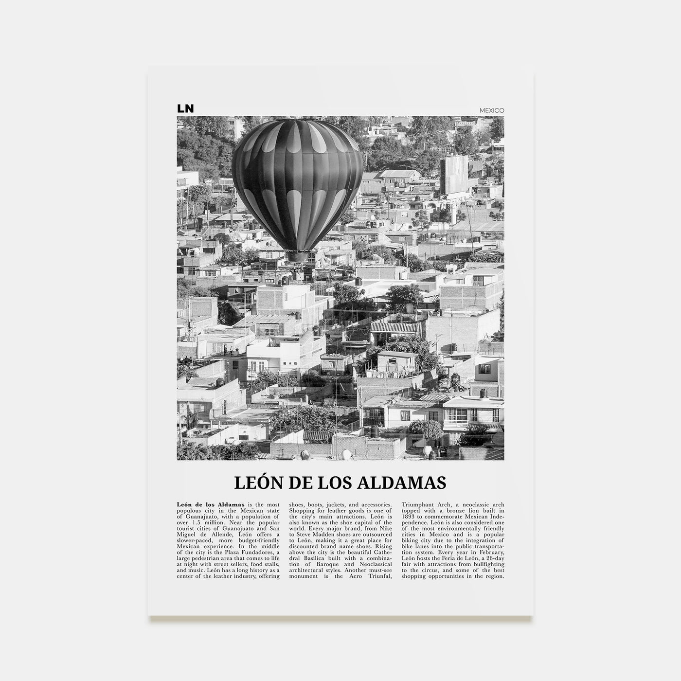 León de los Aldamas Travel B&W Poster