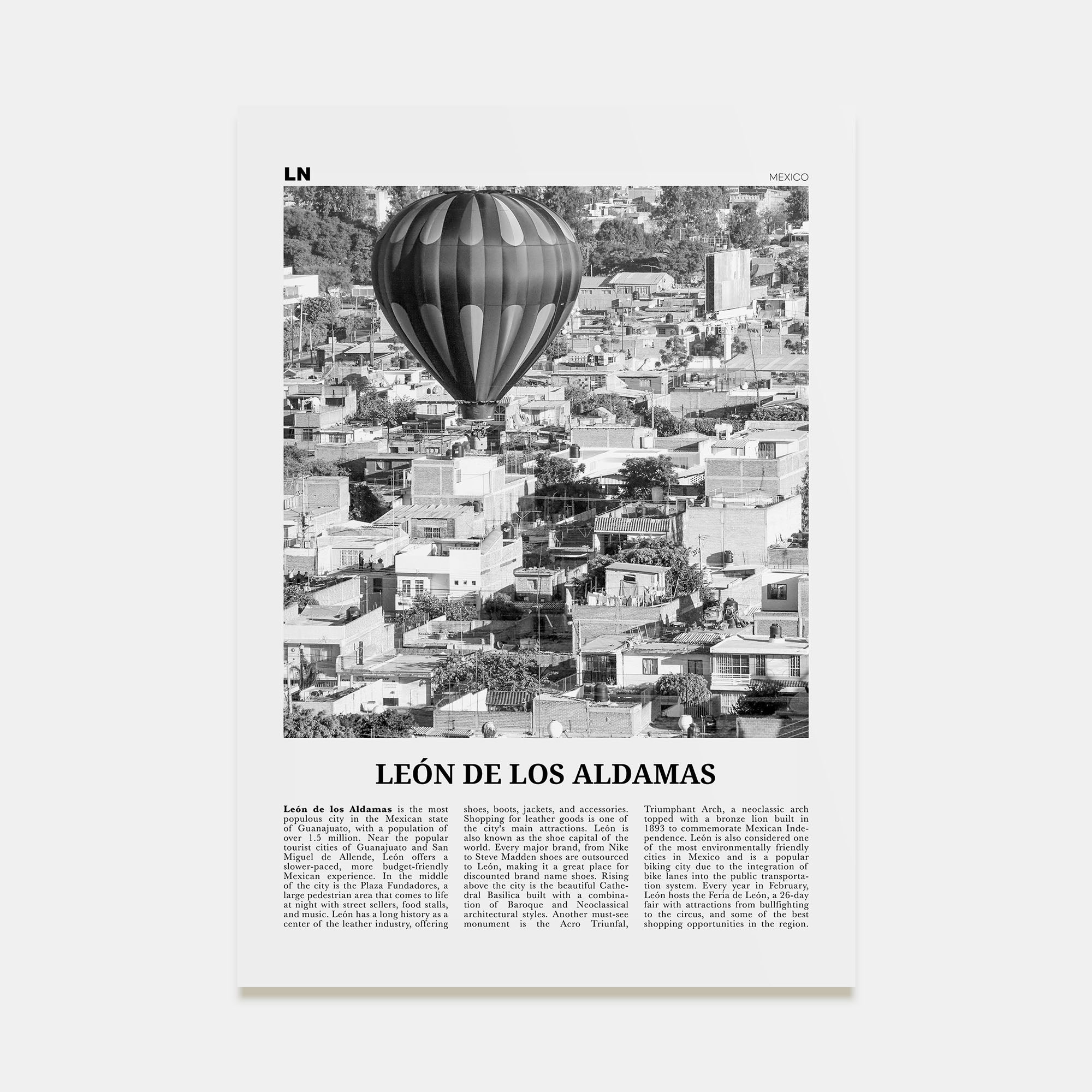 León de los Aldamas Travel B&W Poster