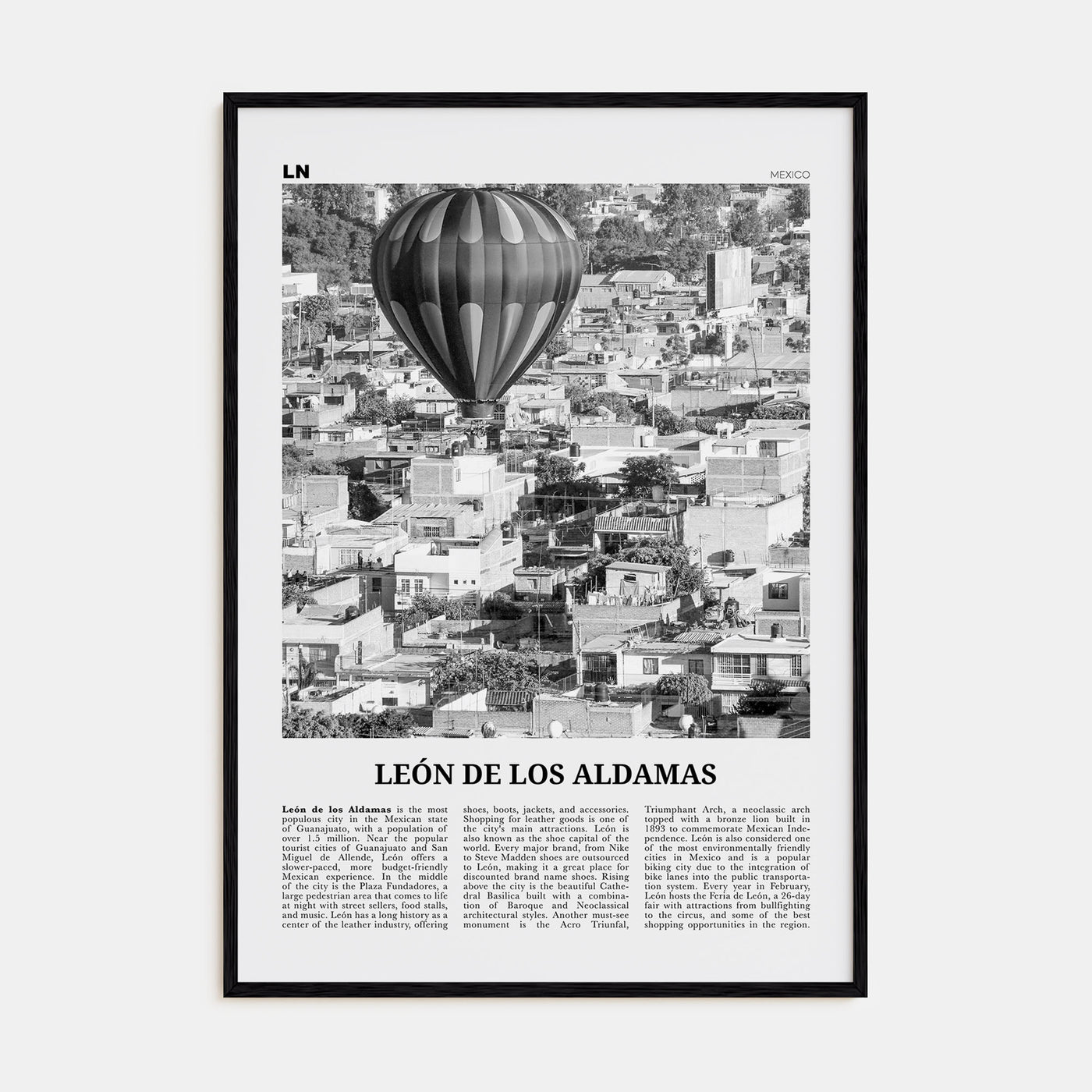 León de los Aldamas Travel B&W Poster