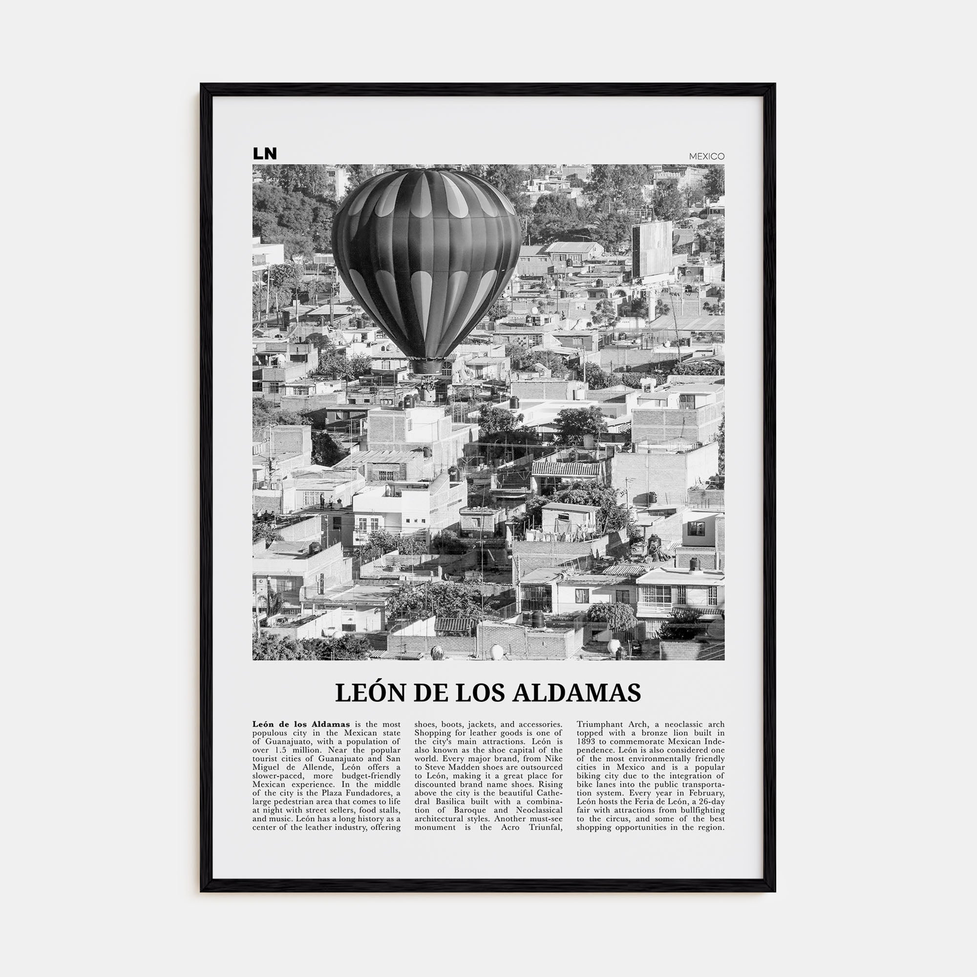 León de los Aldamas Travel B&W Poster