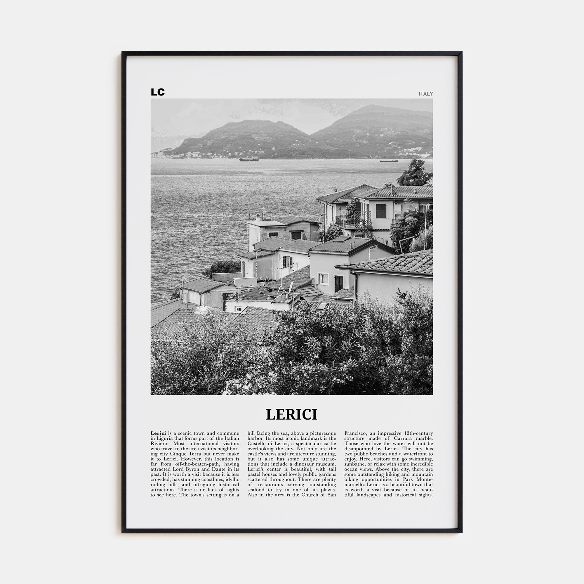Lerici Travel B&W Poster