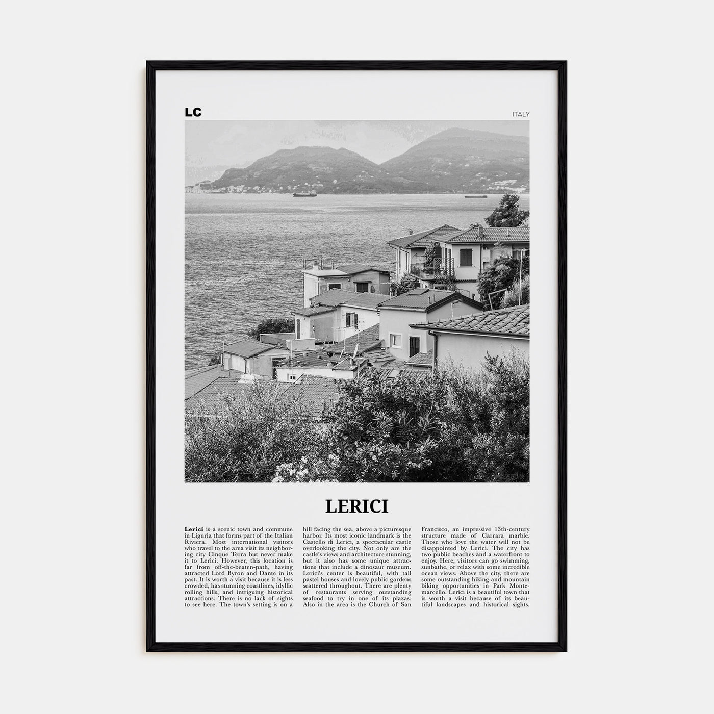 Lerici Travel B&W Poster