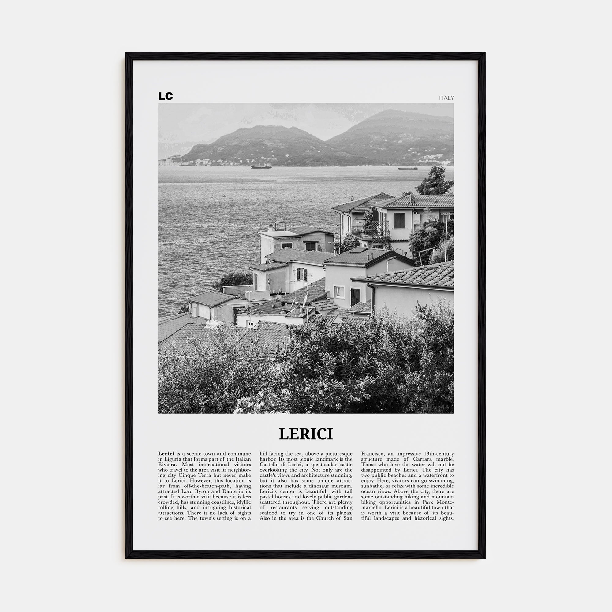 Lerici Travel B&W Poster