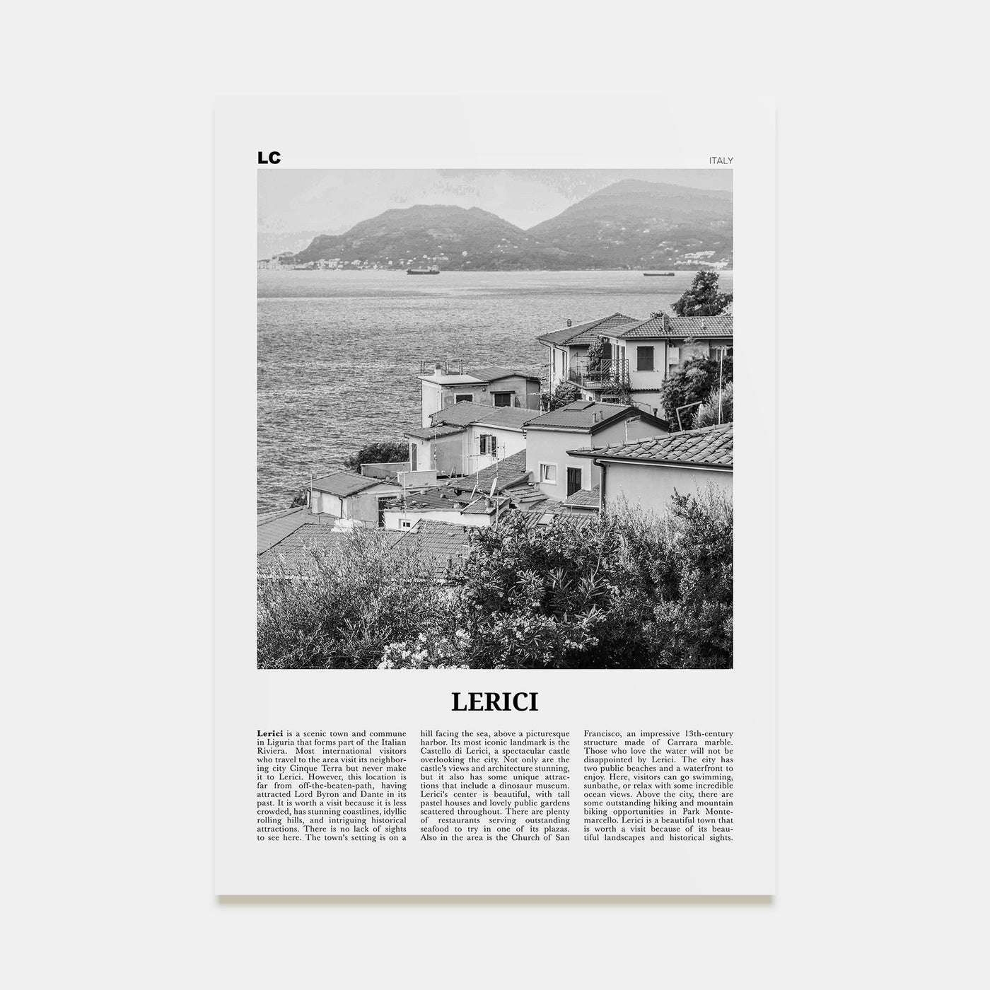 Lerici Travel B&W Poster