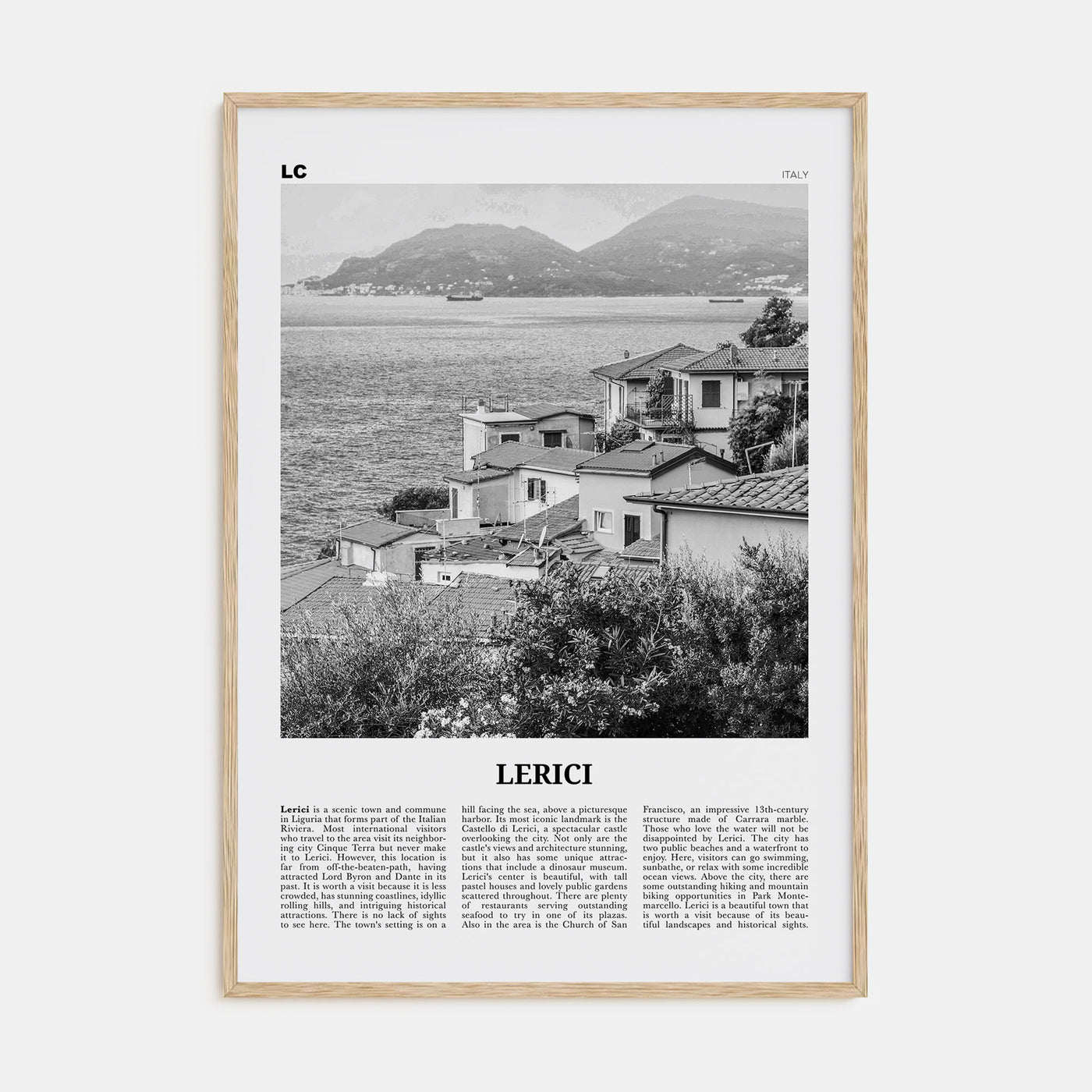 Lerici Travel B&W Poster