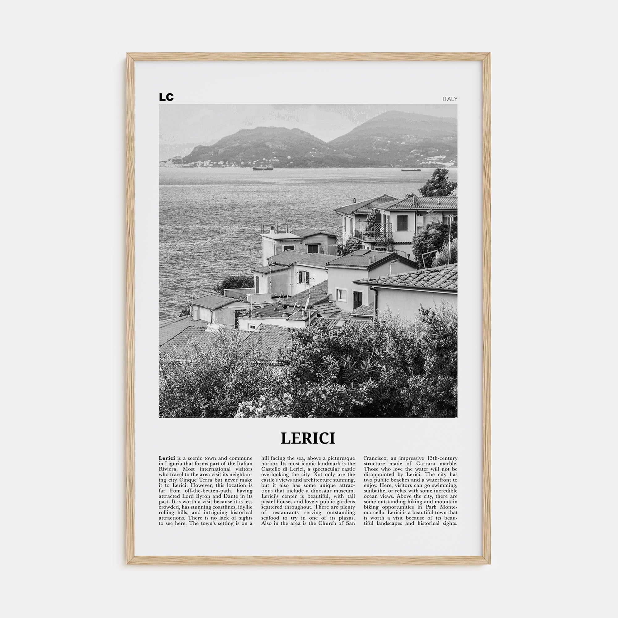 Lerici Travel B&W Poster
