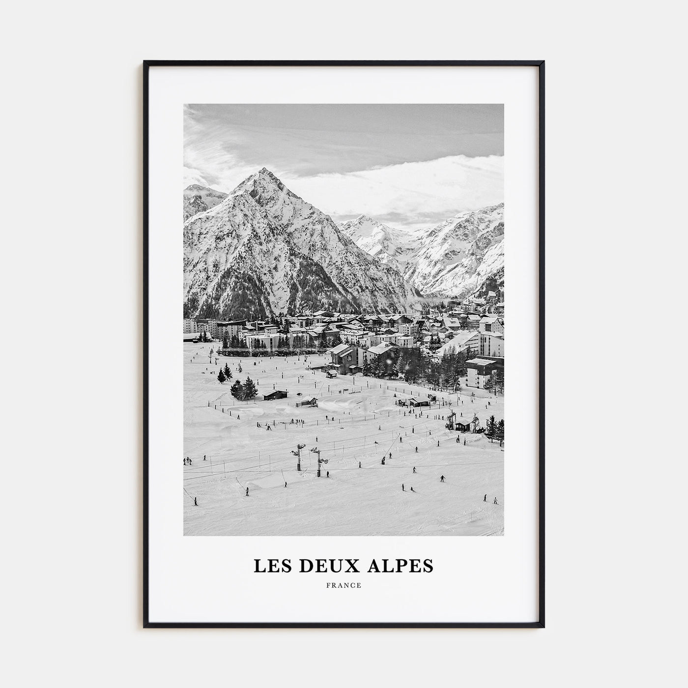 Les Deux Alpes Portrait B&W Poster