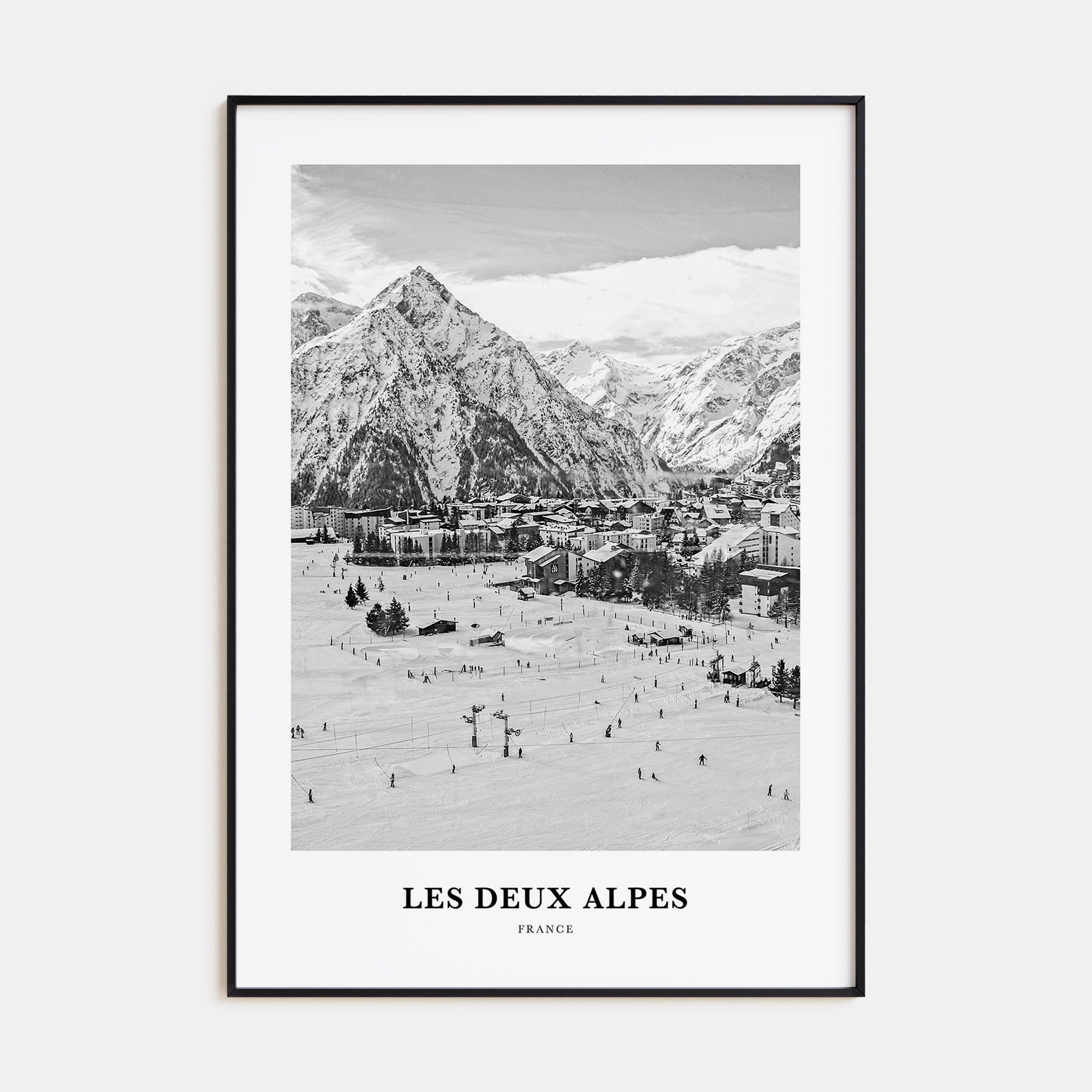 Les Deux Alpes Portrait B&W Poster