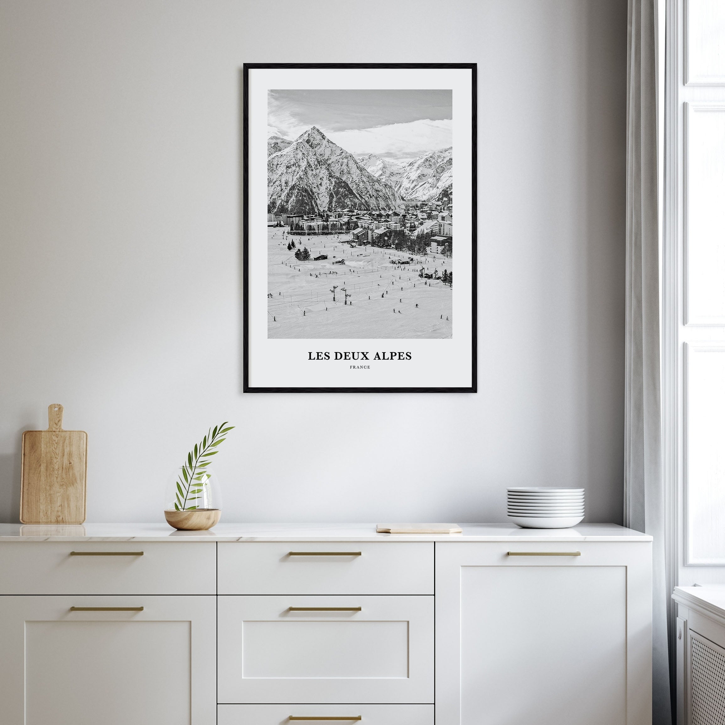 Les Deux Alpes Portrait B&W Poster