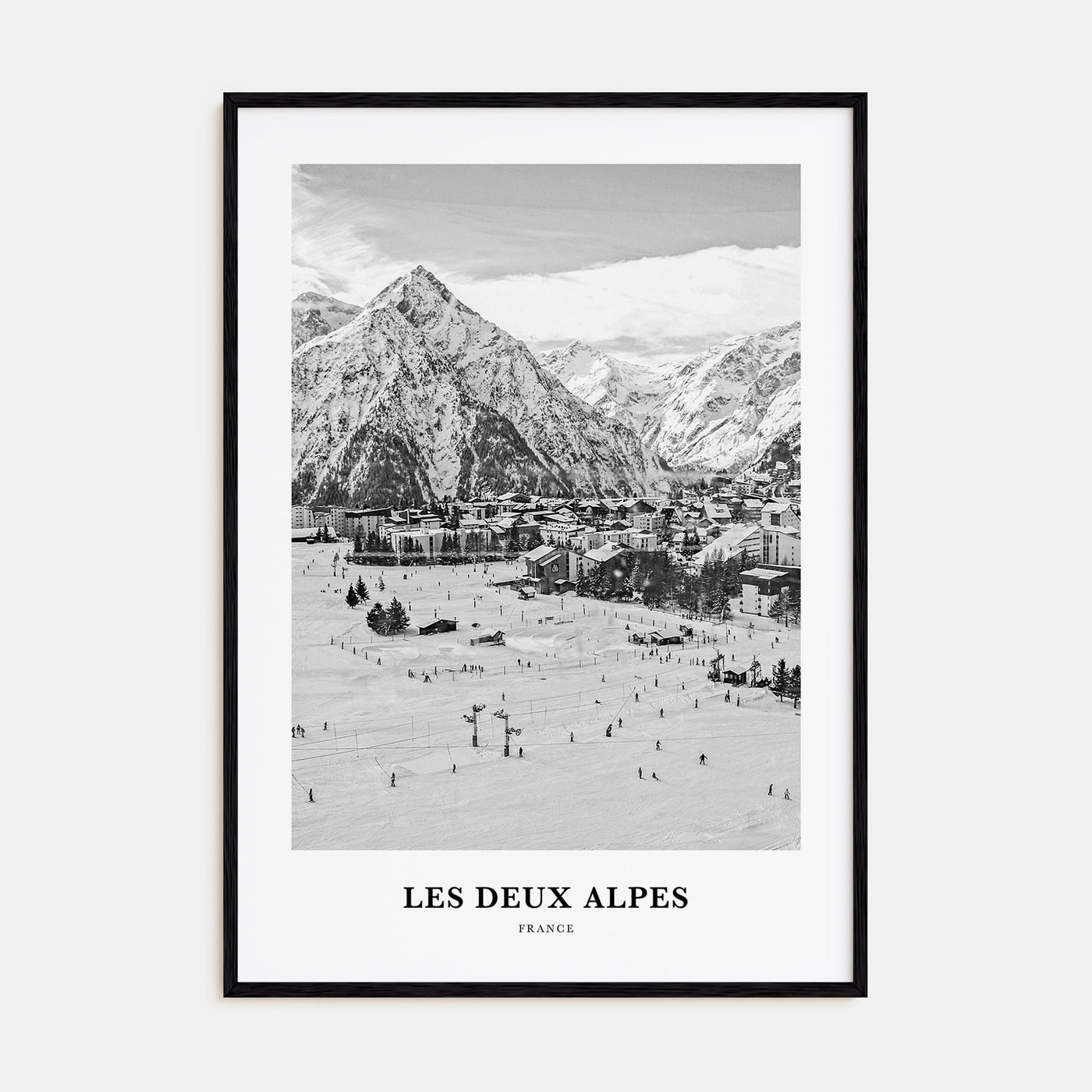 Les Deux Alpes Portrait B&W Poster